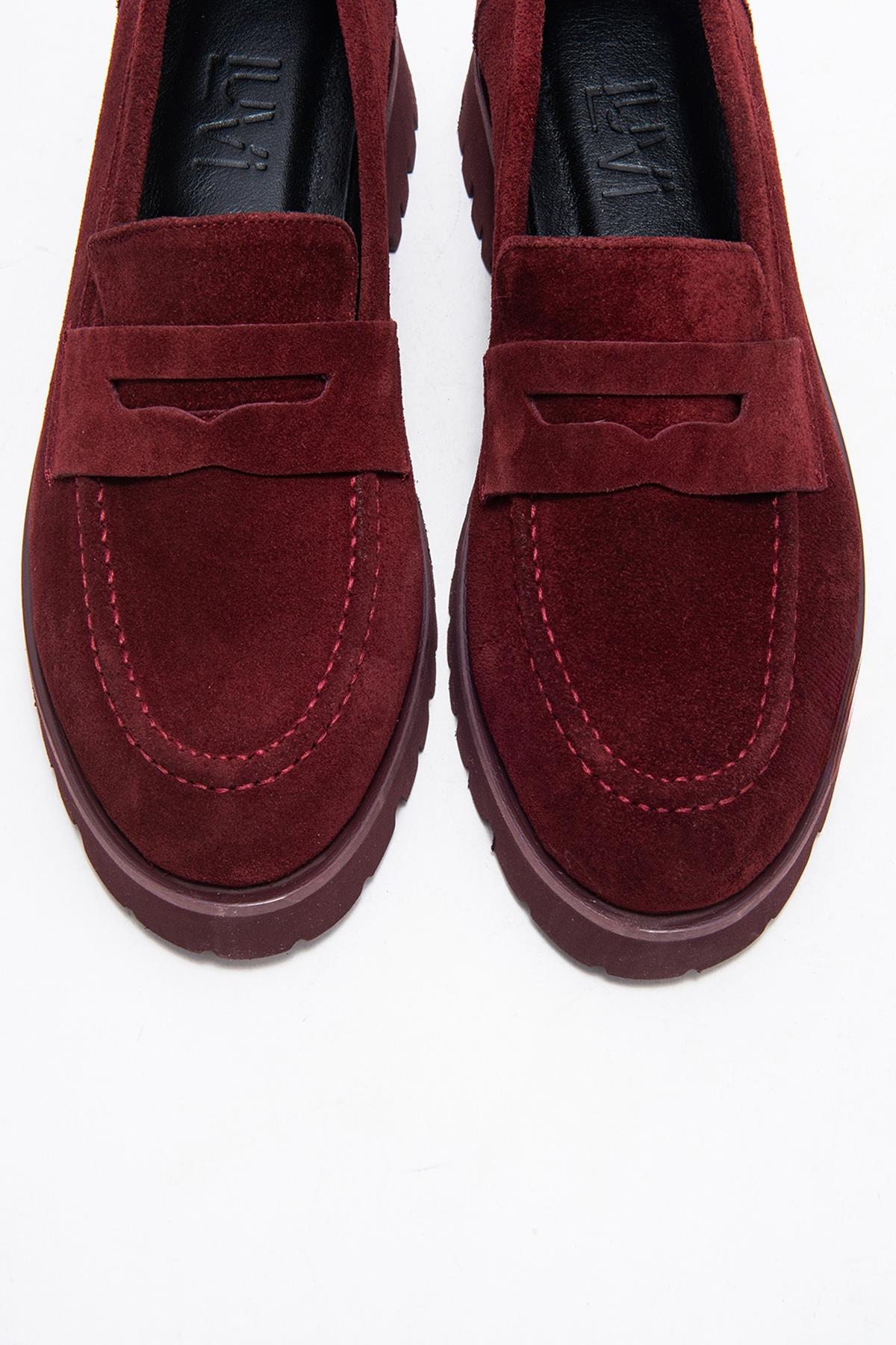 Vionel - Burgundy Suede Genuine Leather Loafer (Women)