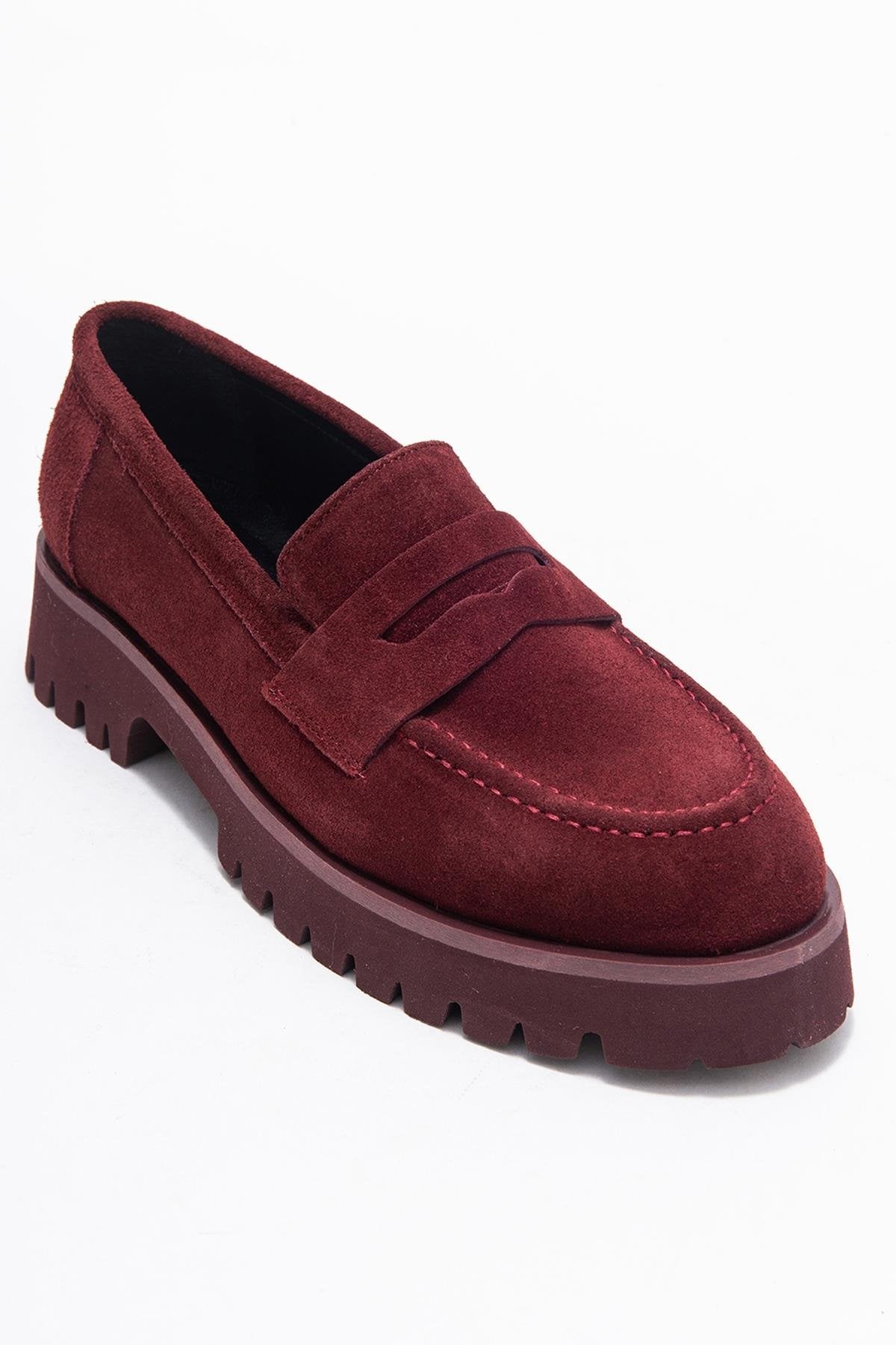 Vionel - Burgundy Suede Genuine Leather Loafer (Women)