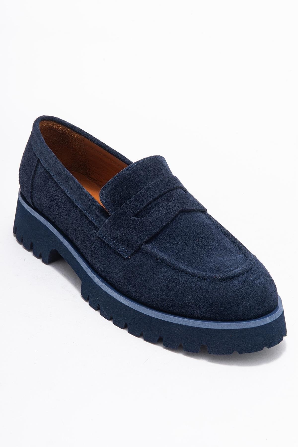 Vionel - Navy Suede Genuine Leather Loafer (Women)