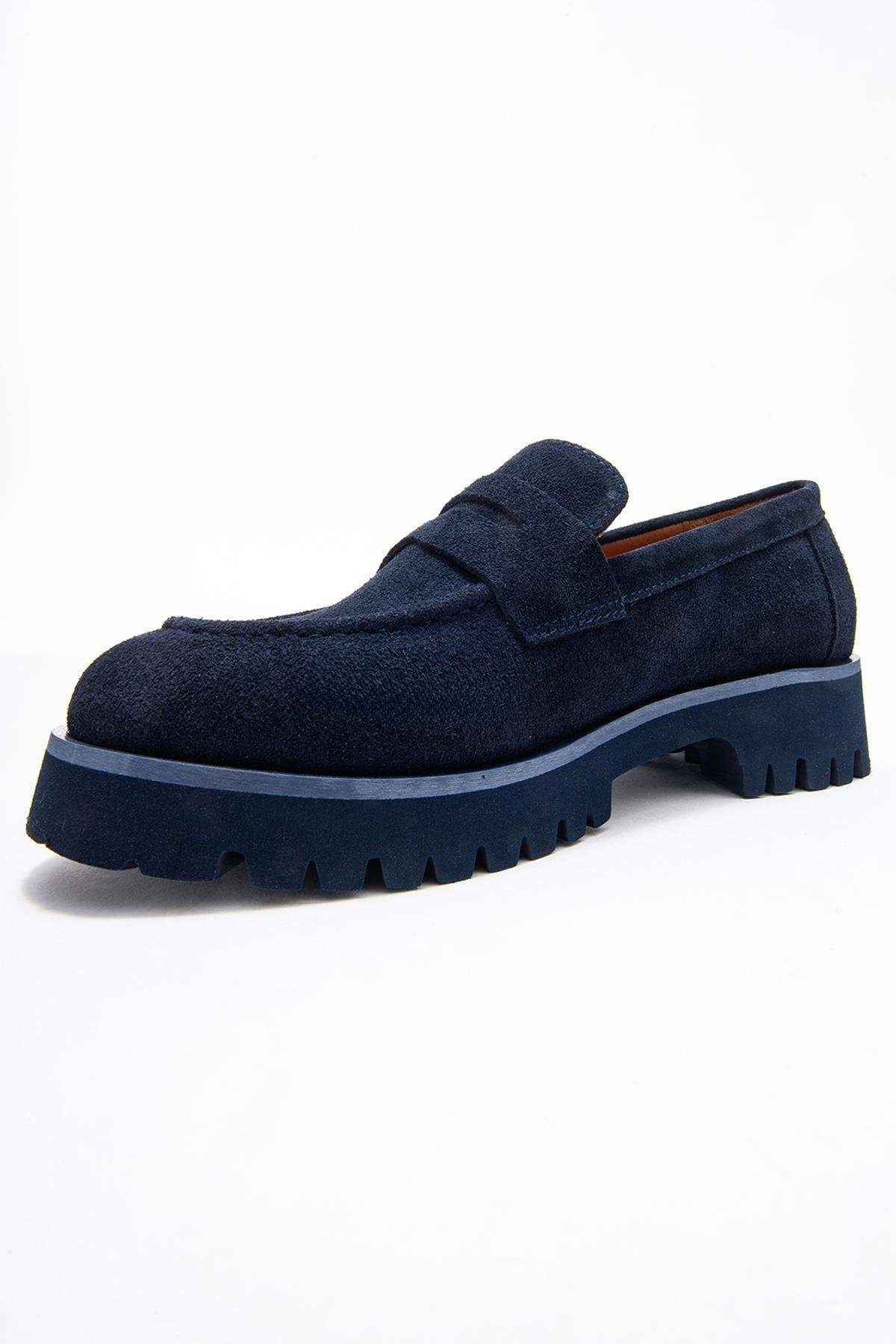 Vionel - Navy Suede Genuine Leather Loafer (Women)