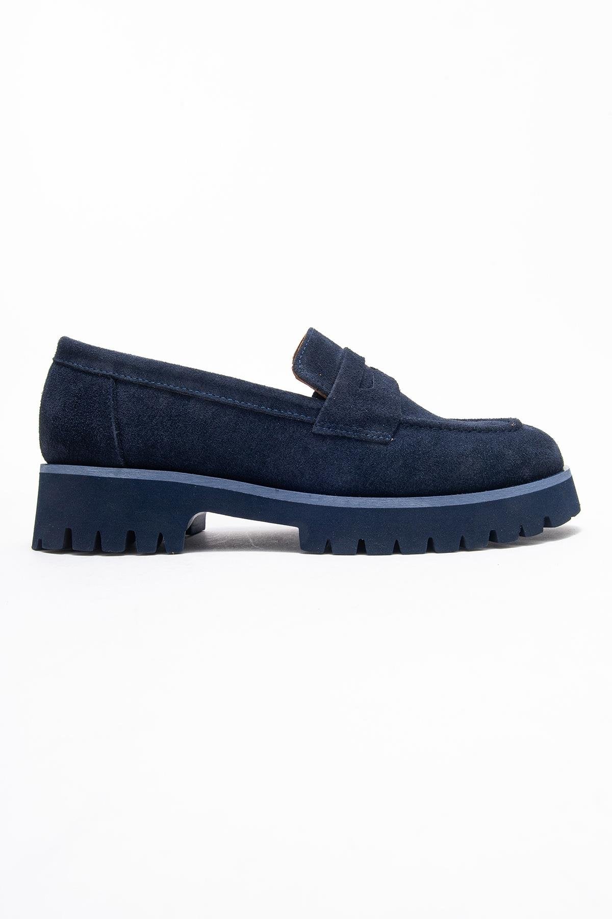 Vionel - Navy Suede Genuine Leather Loafer (Women)