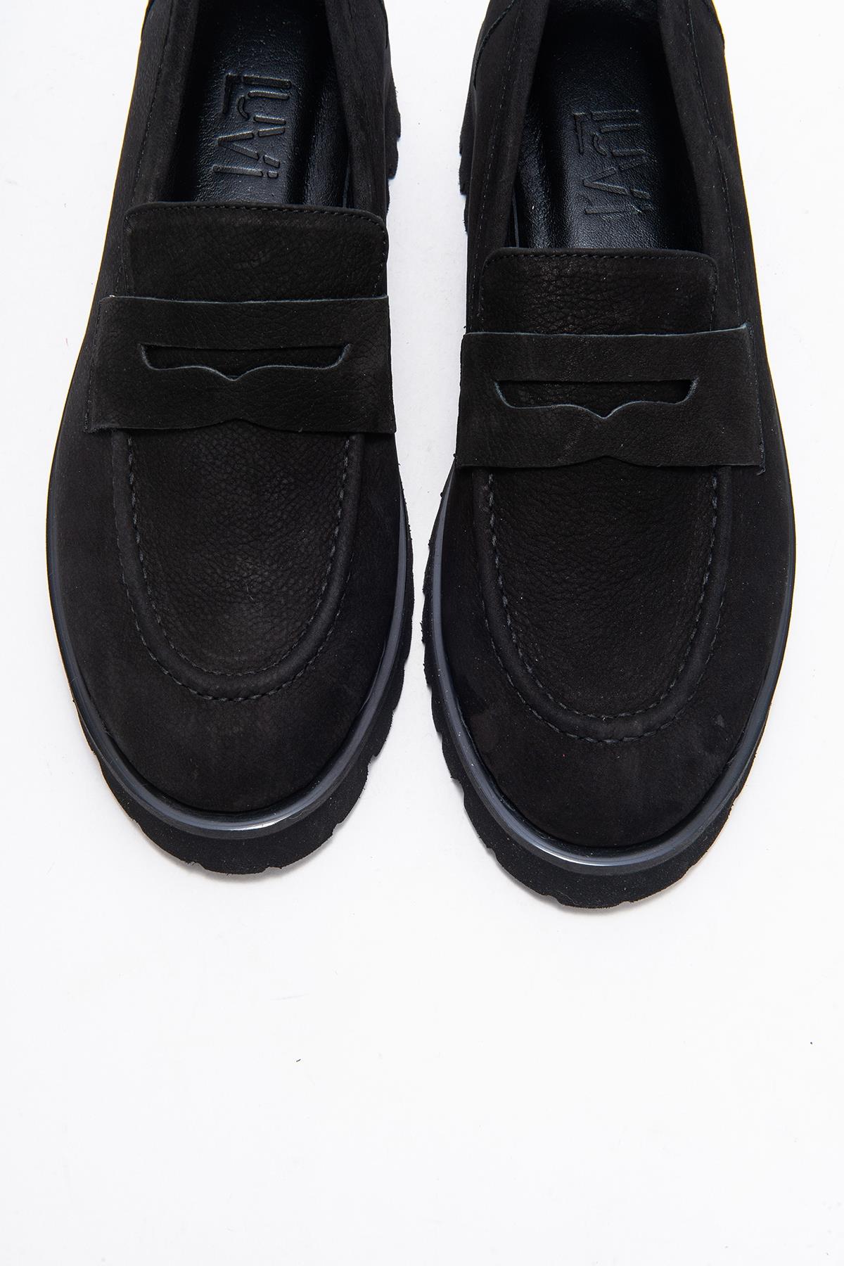 Vionel - Black Nubuck Genuine Leather Loafer (Women)