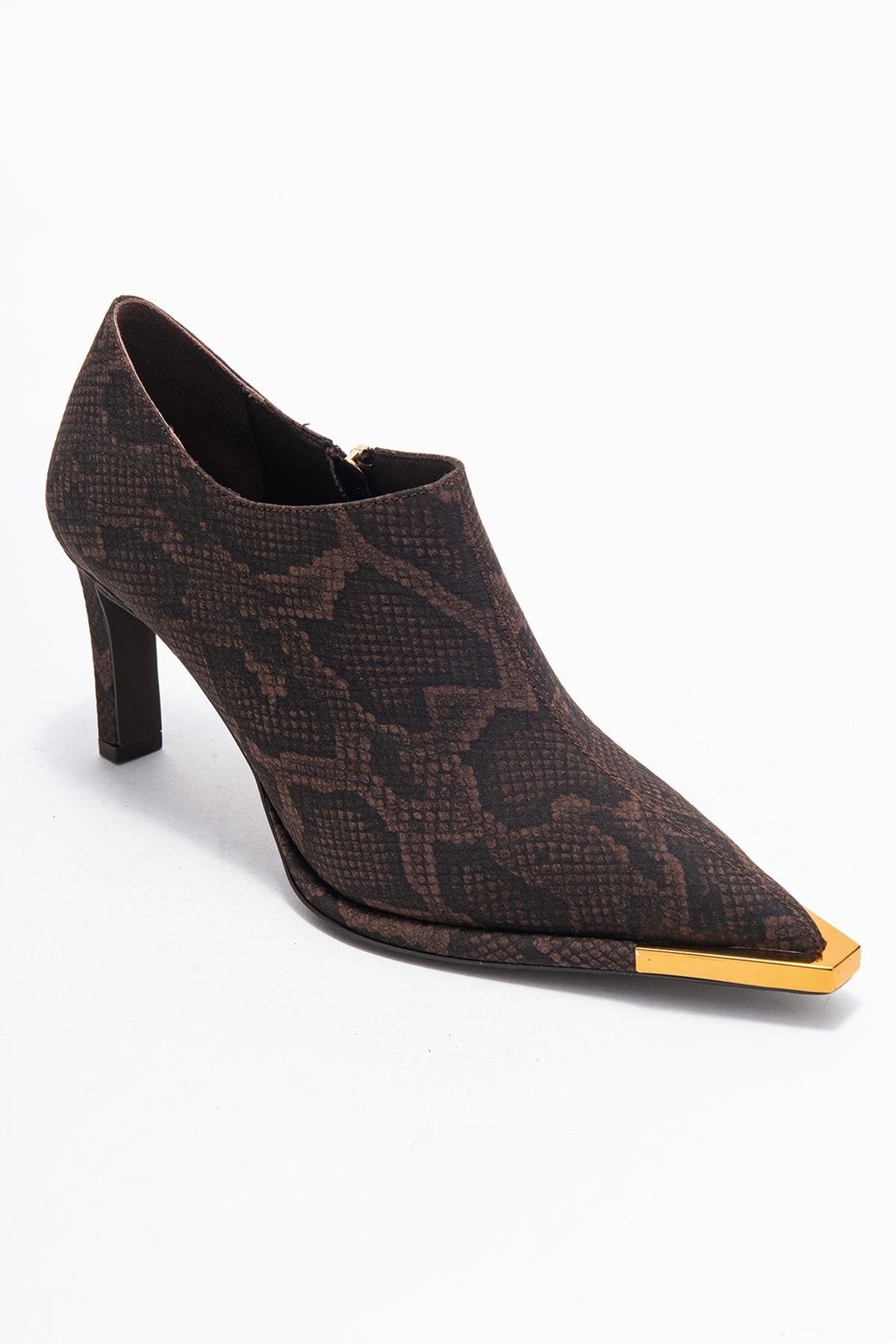 Sona - Brown Patterned Ankle-Heel Shoe (Women)