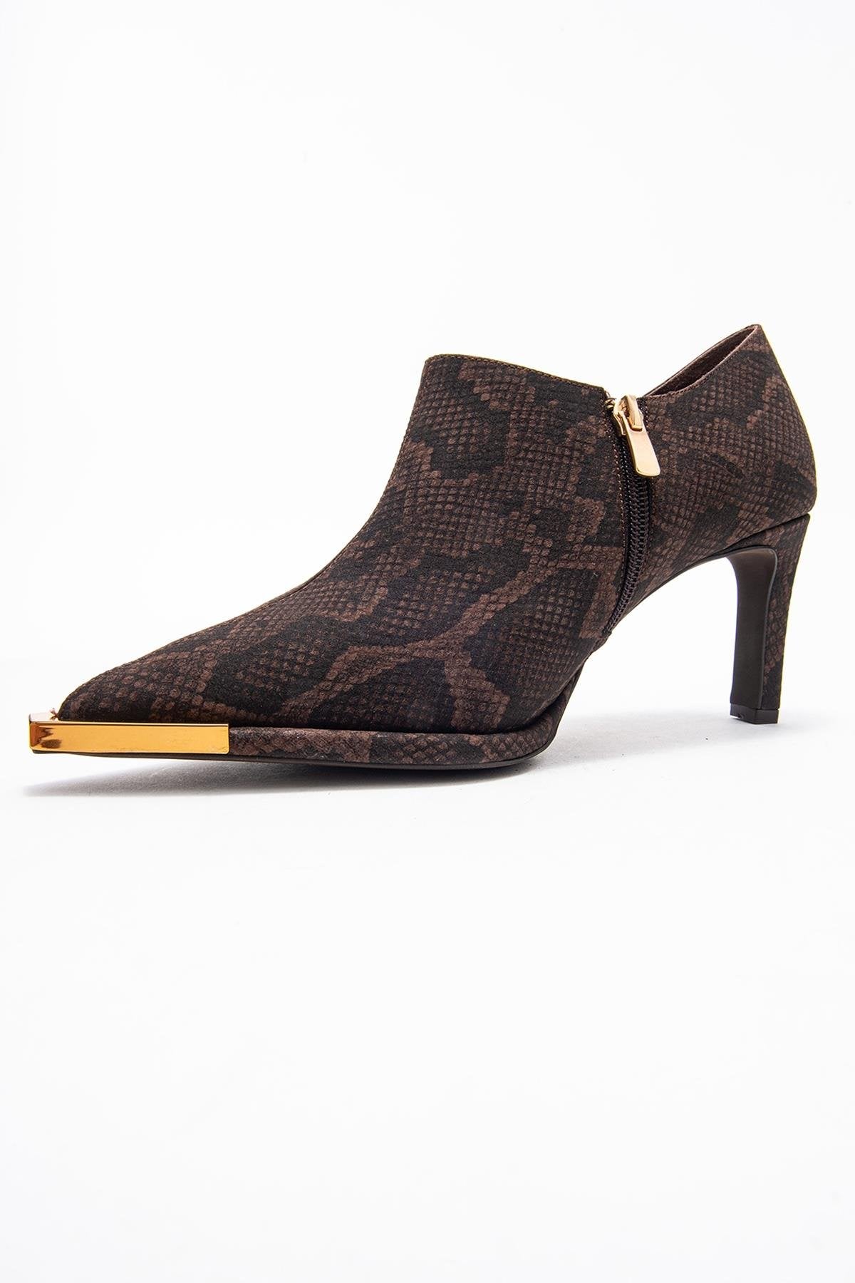 Sona - Brown Patterned Ankle-Heel Shoe (Women)