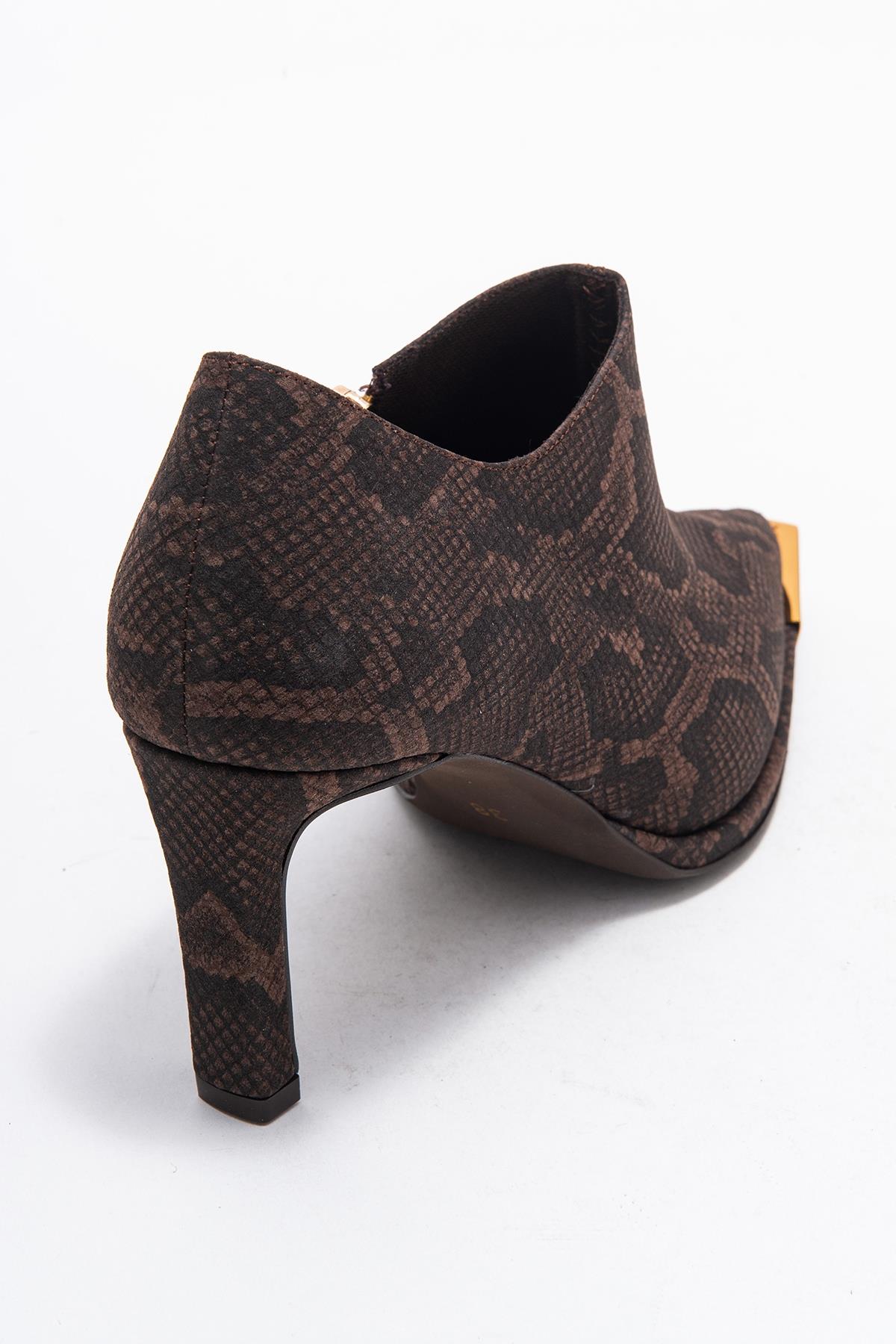 Sona - Brown Patterned Ankle-Heel Shoe (Women)