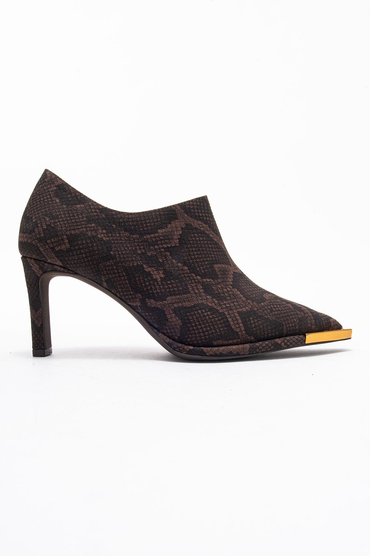 Sona - Brown Patterned Ankle-Heel Shoe (Women)