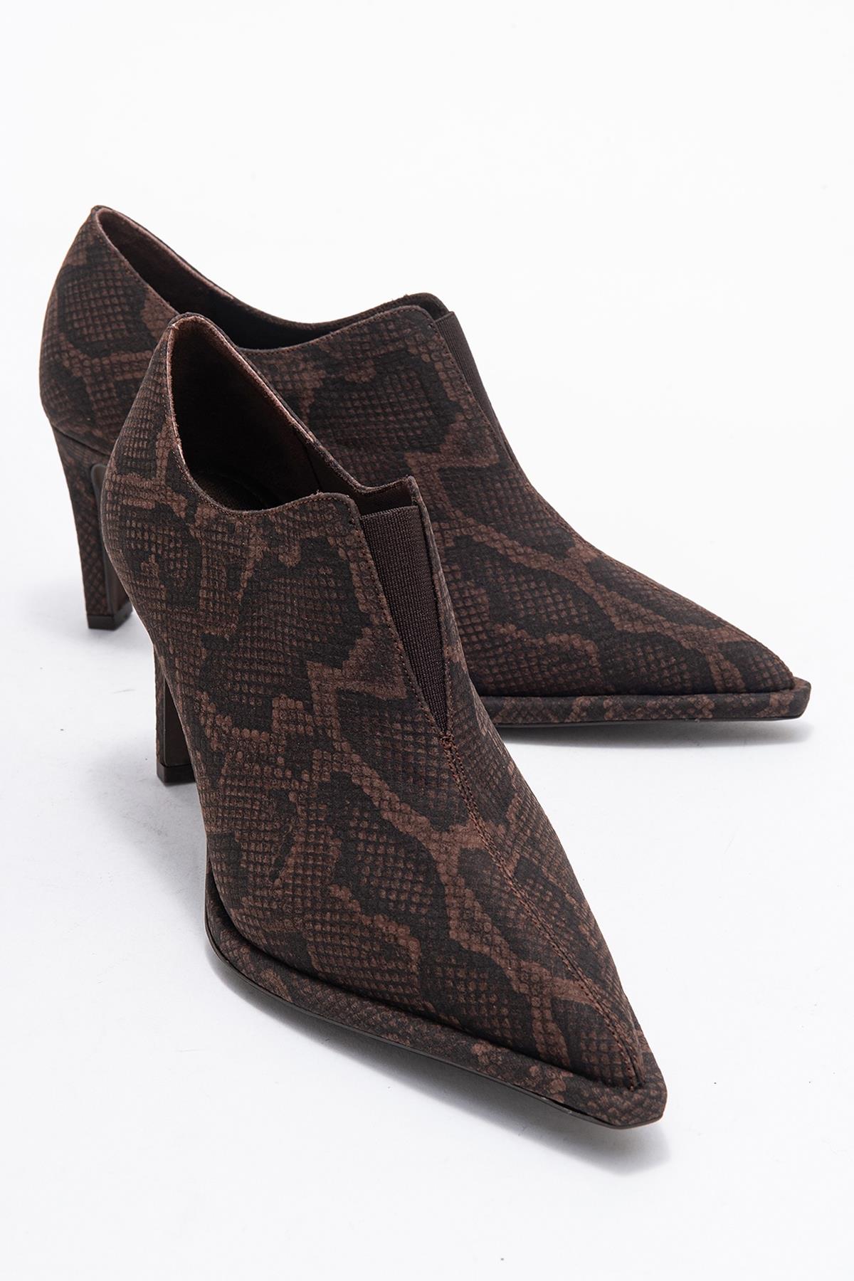 Alya - Brown Patterned Ankle-Heel Shoe (Women)