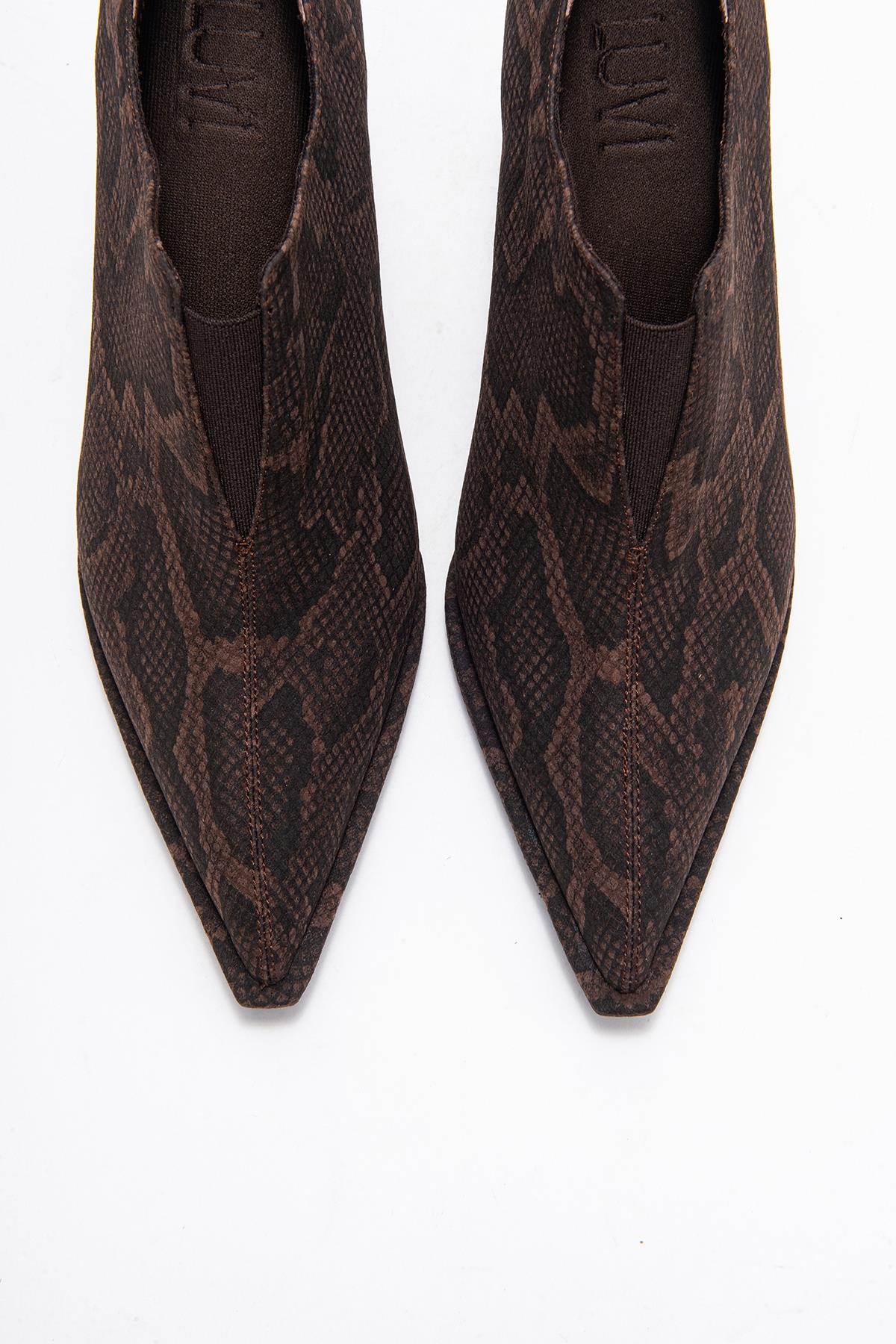 Alya - Brown Patterned Ankle-Heel Shoe (Women)