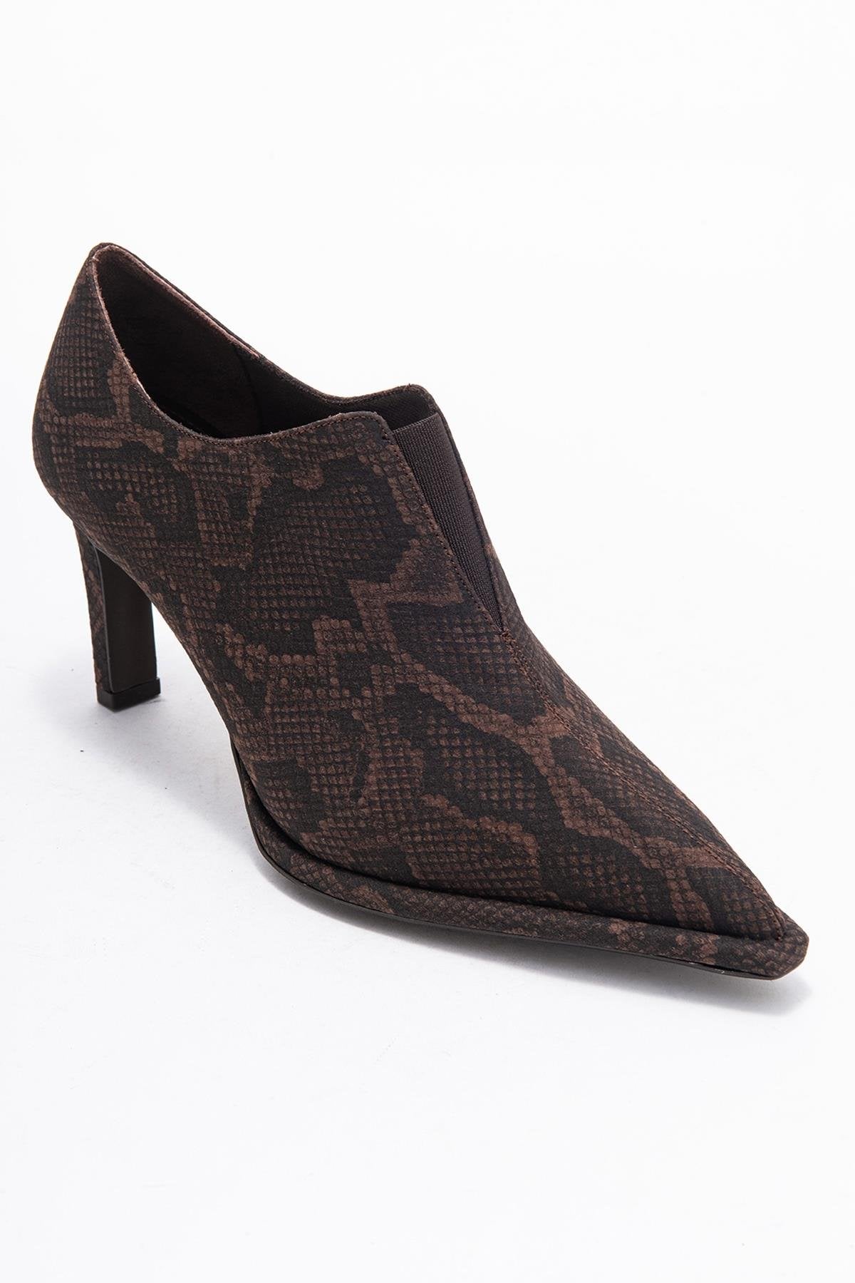 Alya - Brown Patterned Ankle-Heel Shoe (Women)