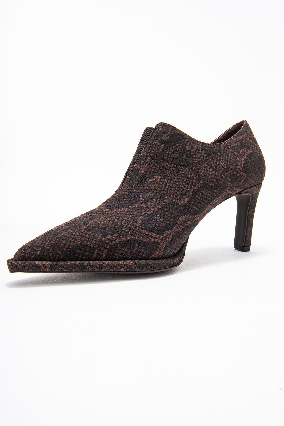 Alya - Brown Patterned Ankle-Heel Shoe (Women)