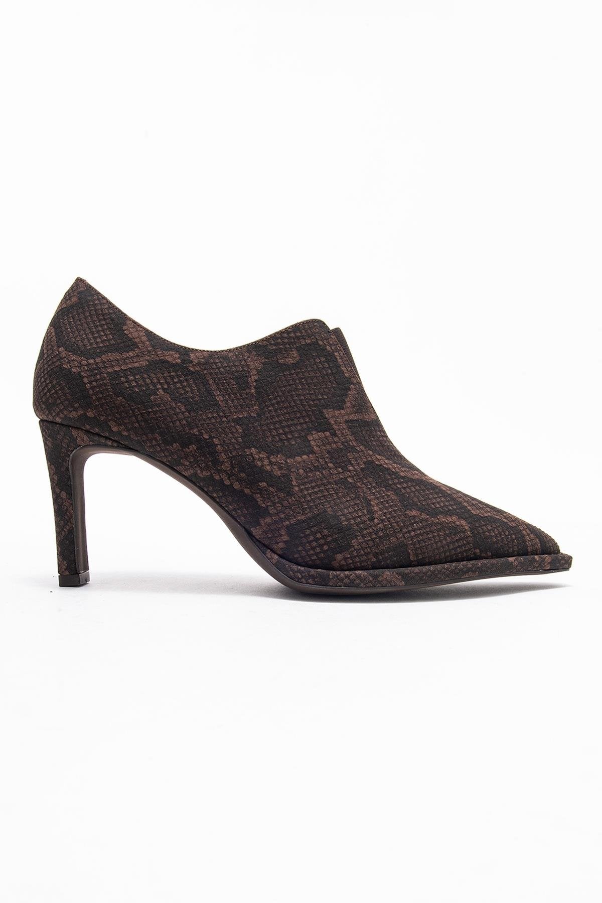 Alya - Brown Patterned Ankle-Heel Shoe (Women)