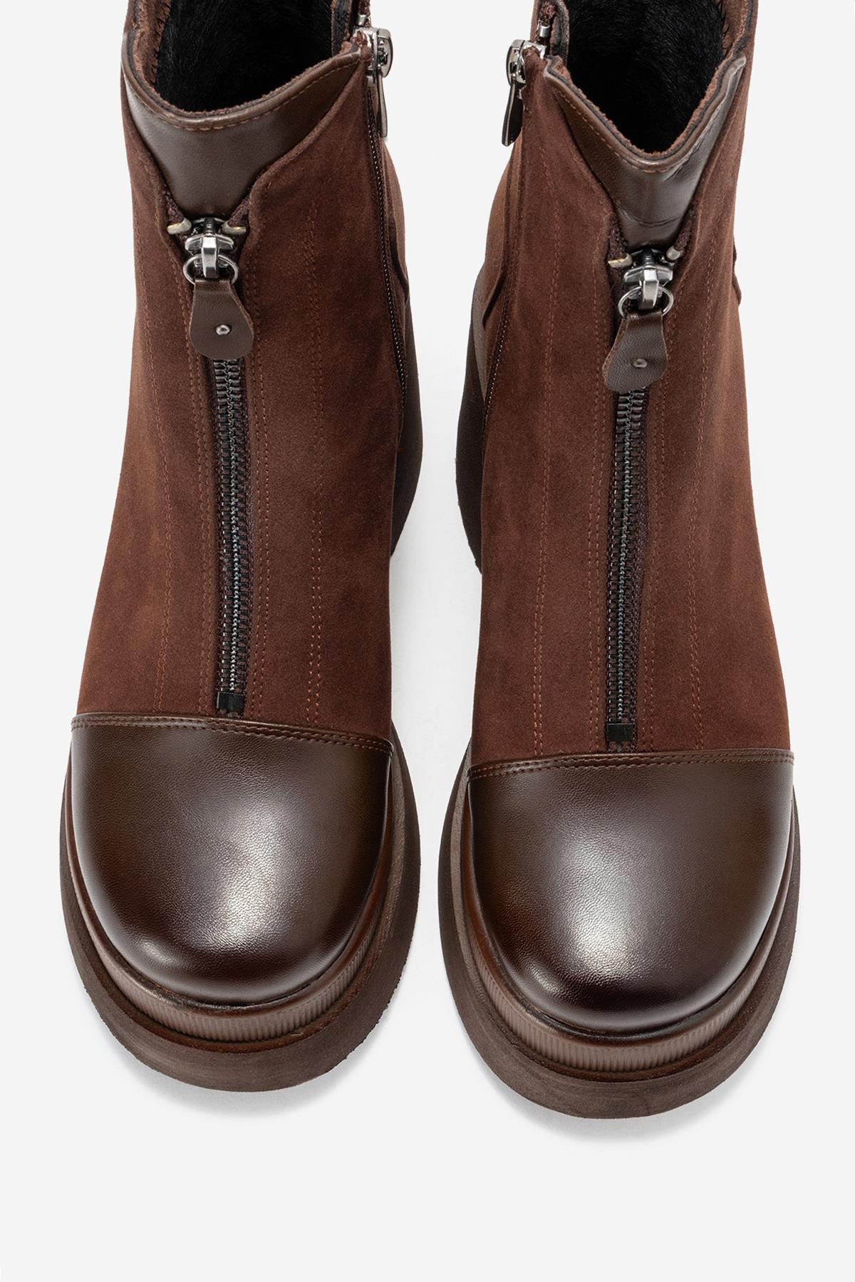 Ardenne - Brown Platform Heel Zip Boot (Women)