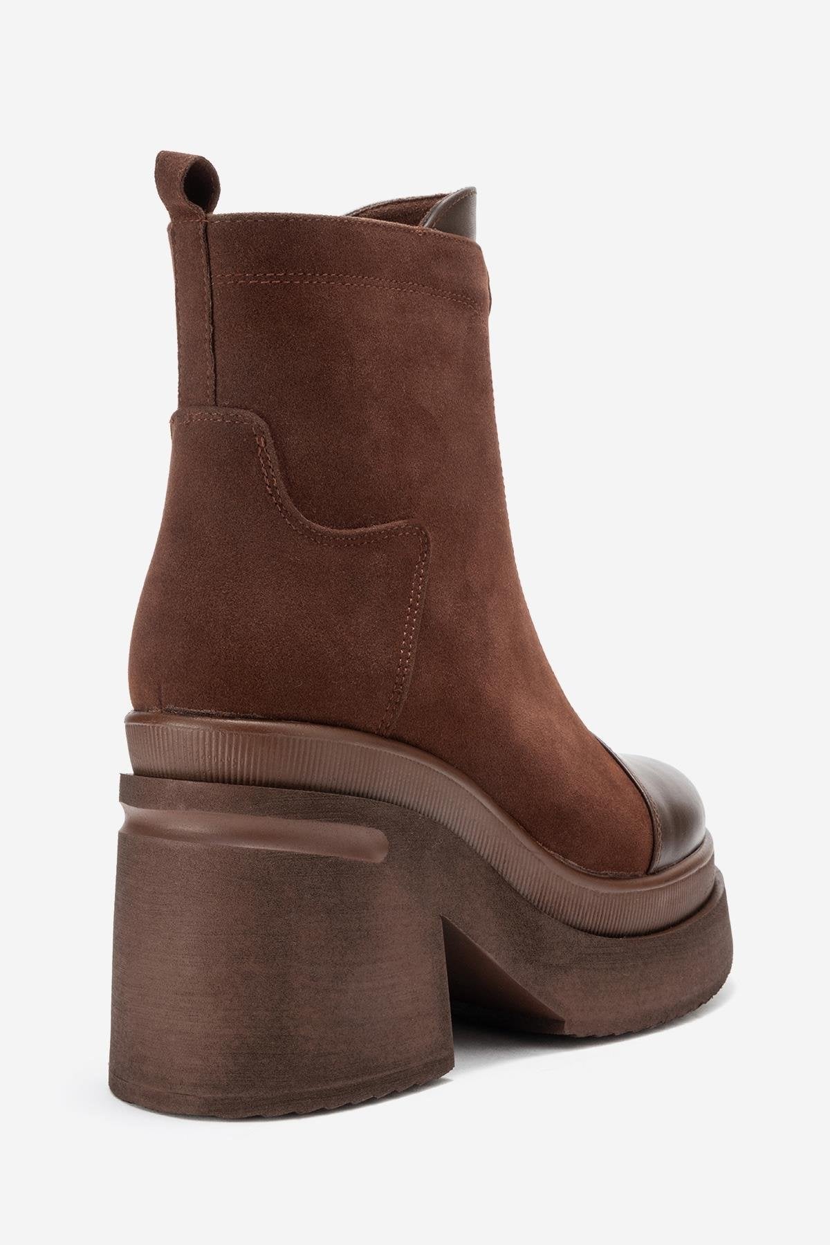 Ardenne - Brown Platform Heel Zip Boot (Women)