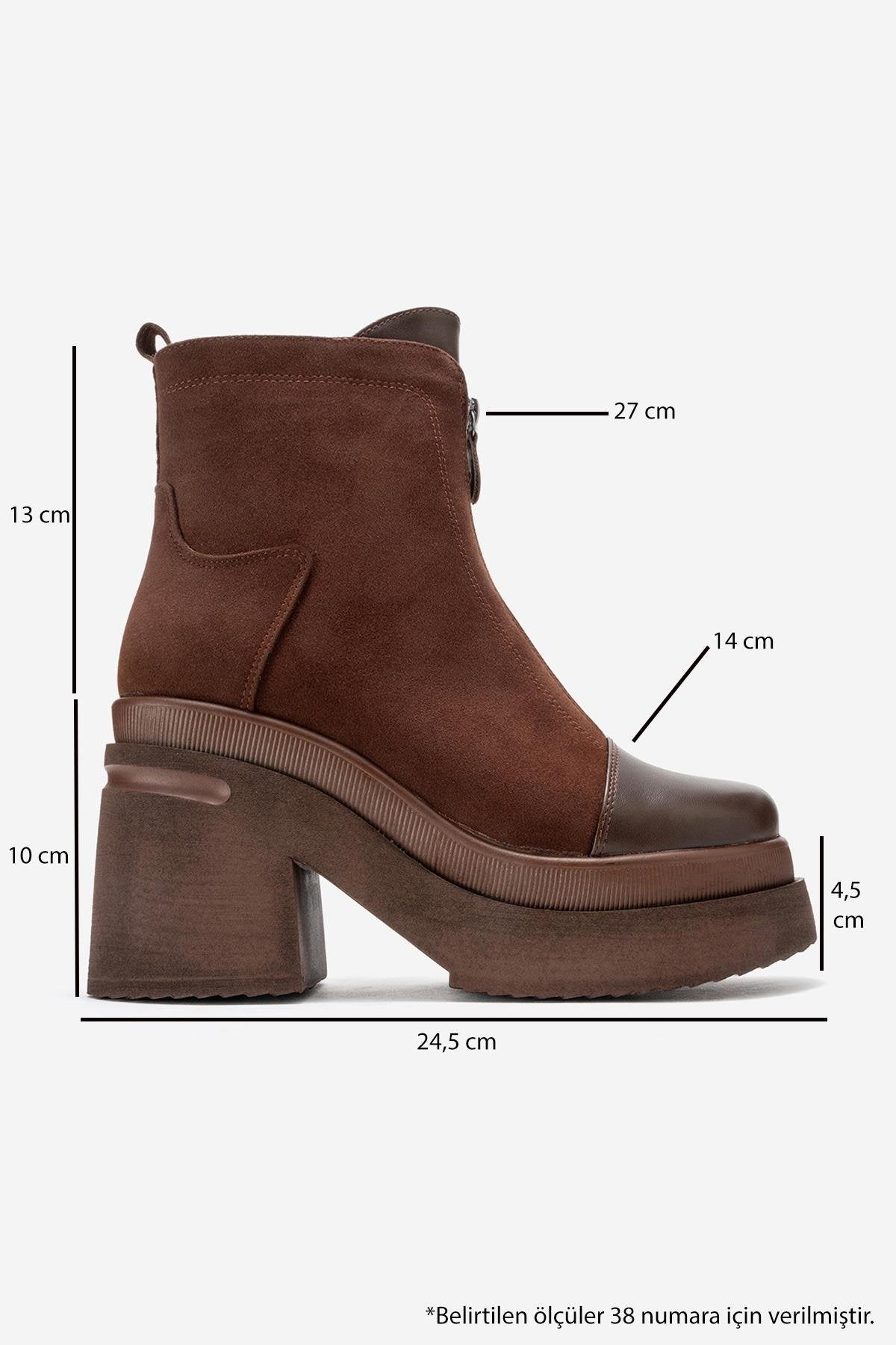 Ardenne - Brown Platform Heel Zip Boot (Women)