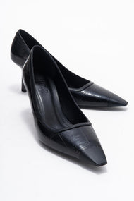 Rona - Black Printed Pointed Toe Stiletto Pump (Women)
