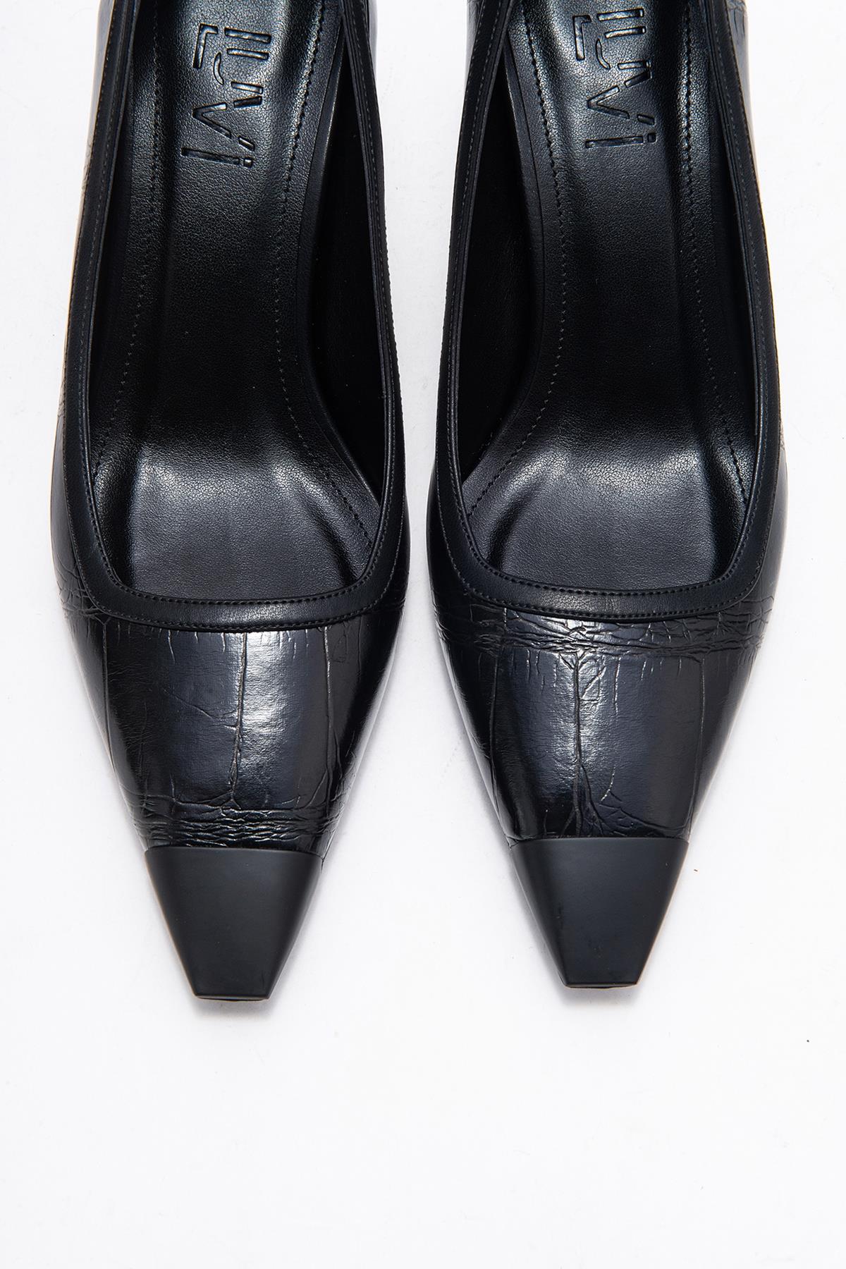Rona - Black Printed Pointed Toe Stiletto Pump (Women)