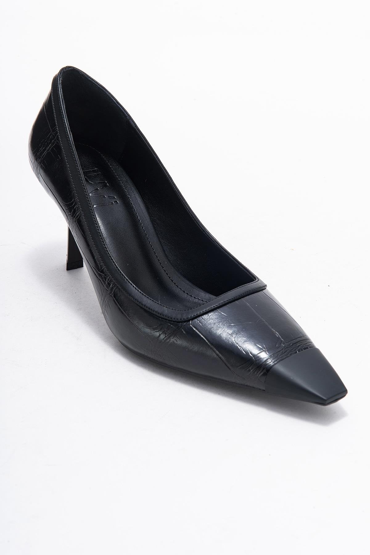 Rona - Black Printed Pointed Toe Stiletto Pump (Women)