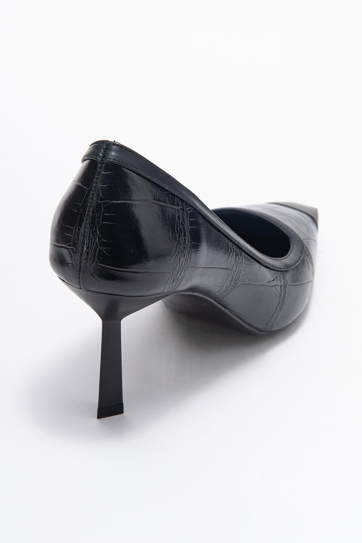 Rona - Black Printed Pointed Toe Stiletto Pump (Women)
