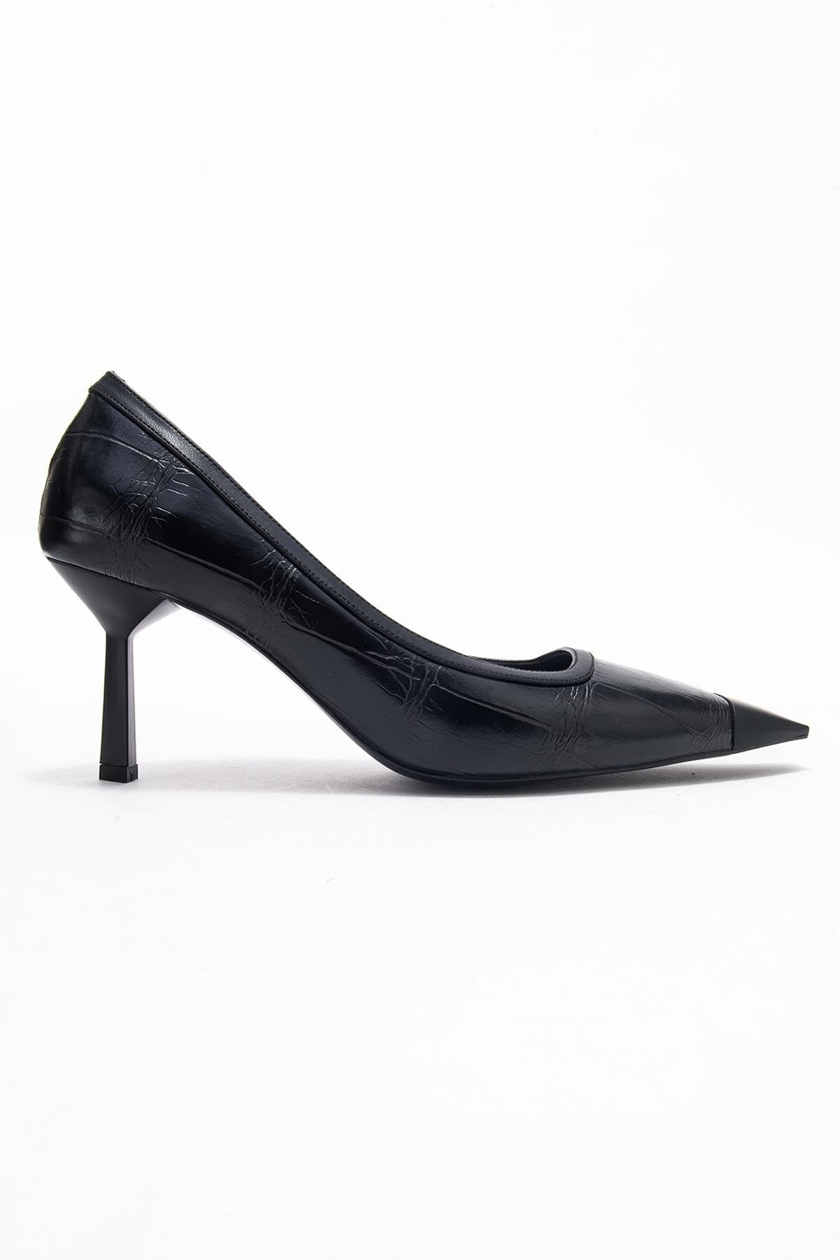 Rona - Black Printed Pointed Toe Stiletto Pump (Women)