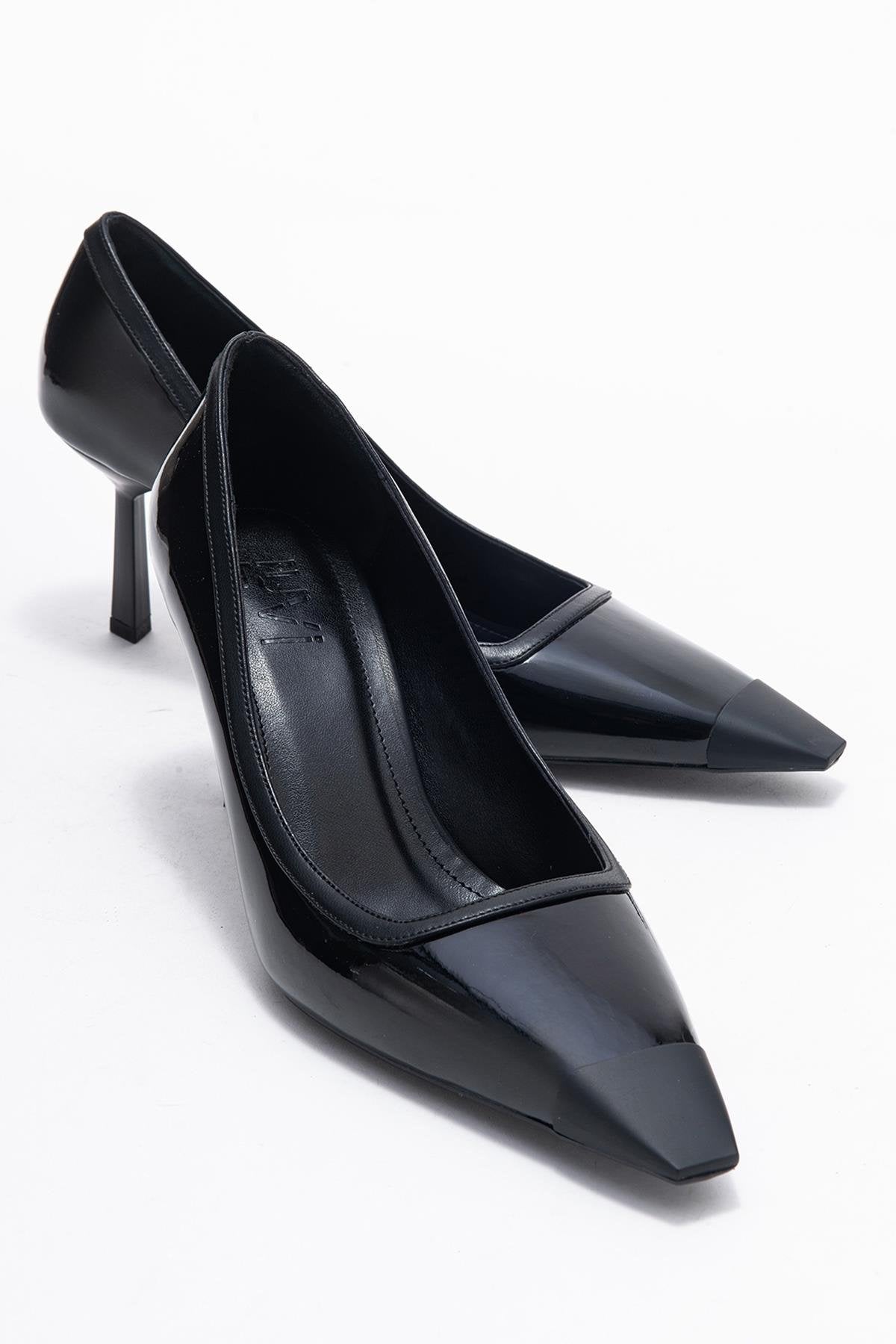 Rona - Black Patent Pointed Toe Stiletto Pump (Women)