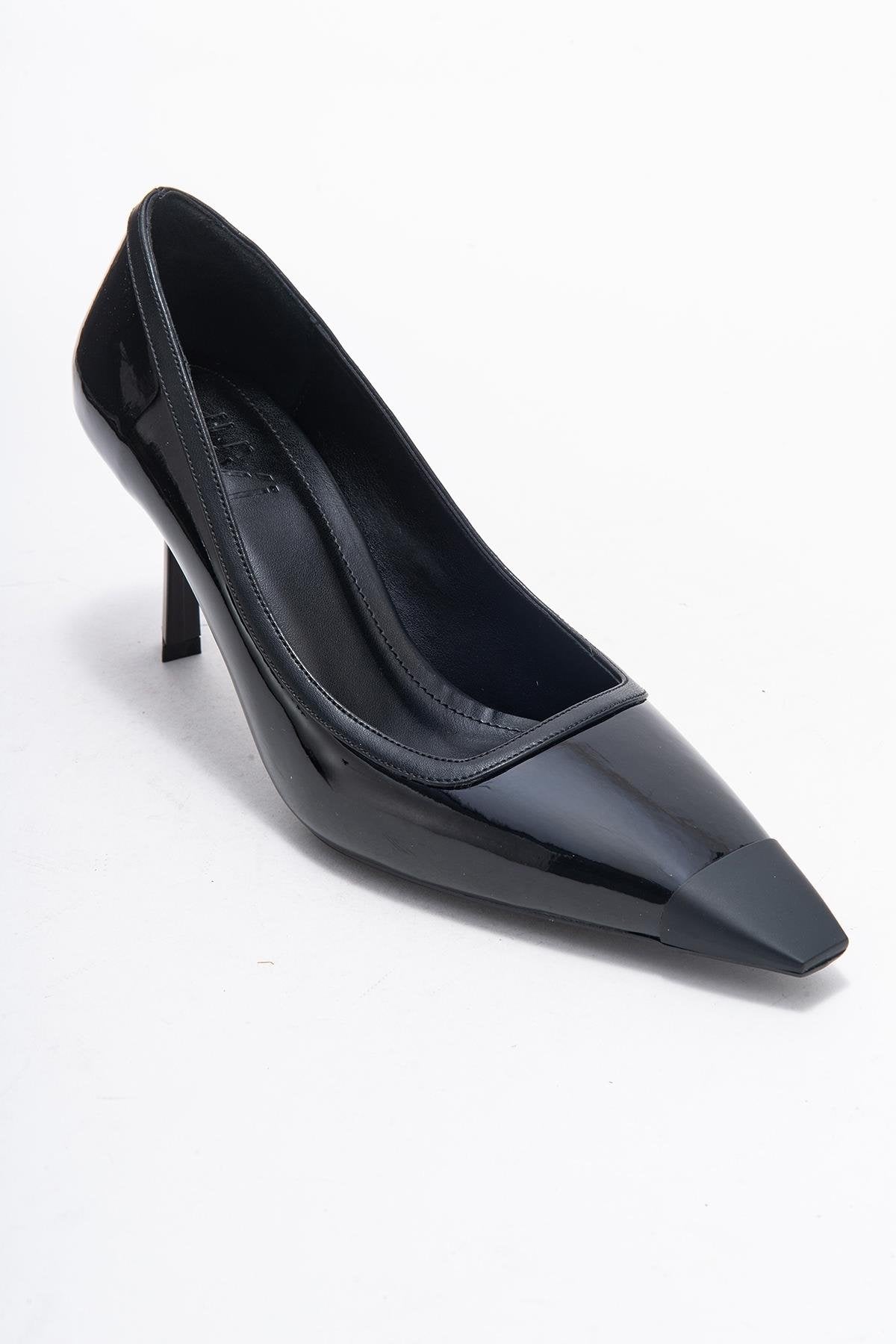 Rona - Black Patent Pointed Toe Stiletto Pump (Women)