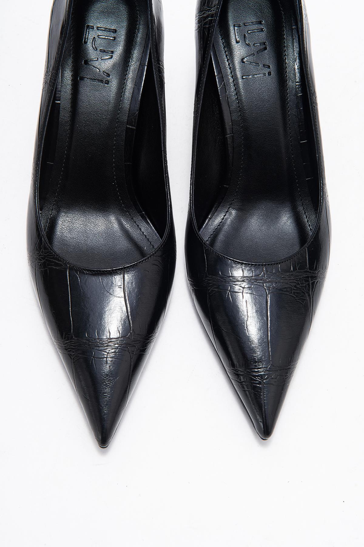 Marcus - Black Printed Pointed Toe Stiletto Pump (Women)