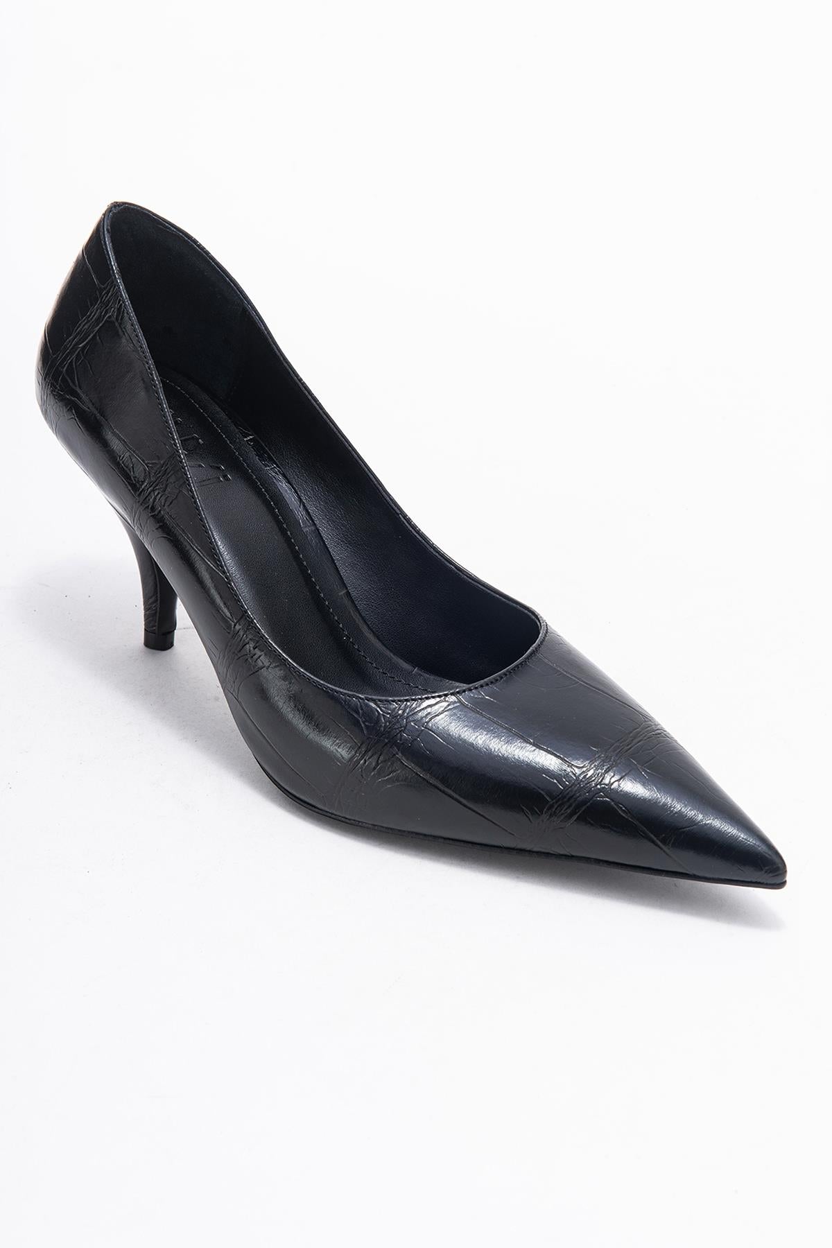 Marcus - Black Printed Pointed Toe Stiletto Pump (Women)