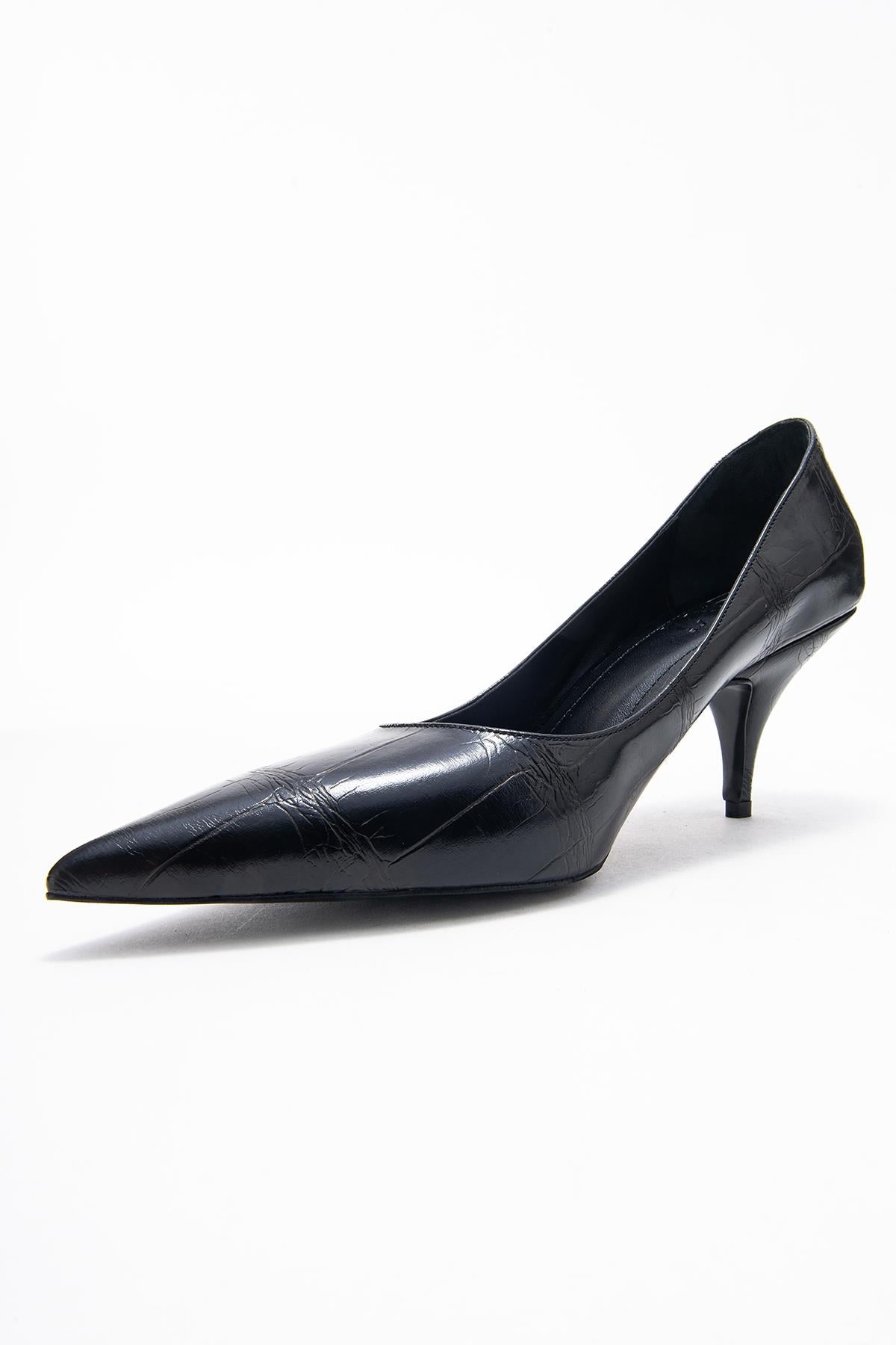 Marcus - Black Printed Pointed Toe Stiletto Pump (Women)
