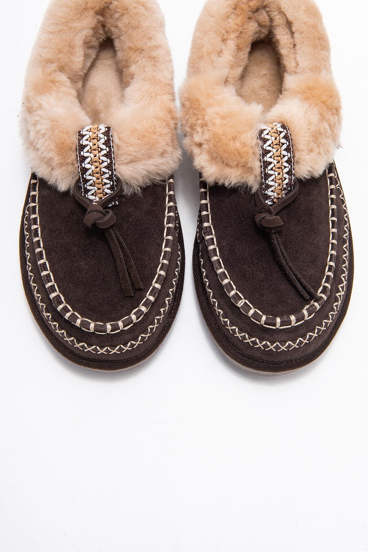 Noriel - Brown Genuine Leather Moccasin Slipper (Women)