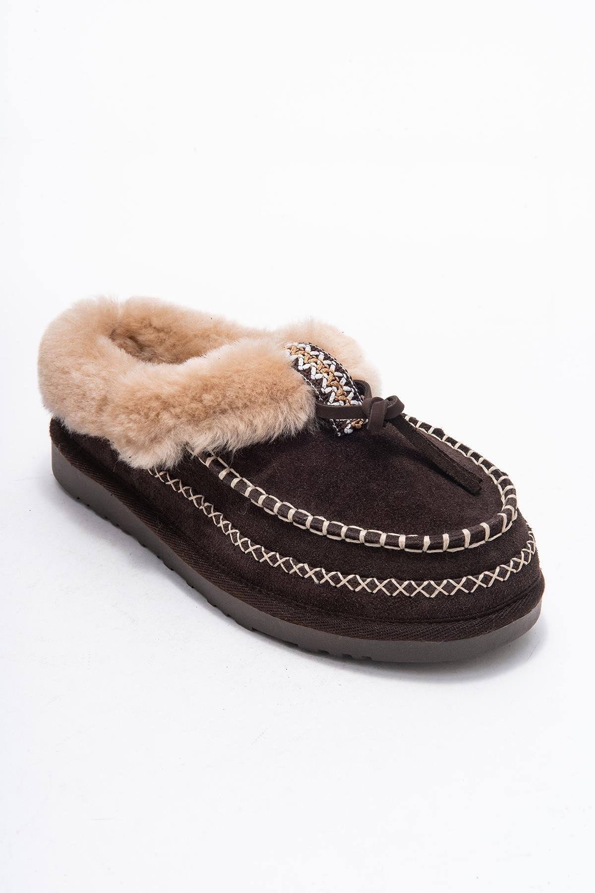Noriel - Brown Genuine Leather Moccasin Slipper (Women)
