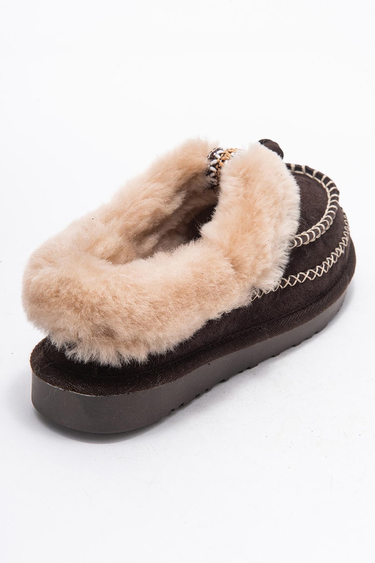 Noriel - Brown Genuine Leather Moccasin Slipper (Women)