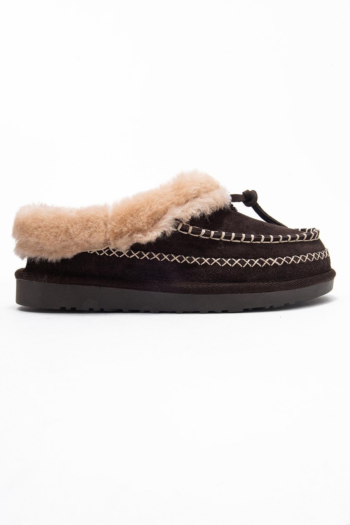Noriel - Brown Genuine Leather Moccasin Slipper (Women)