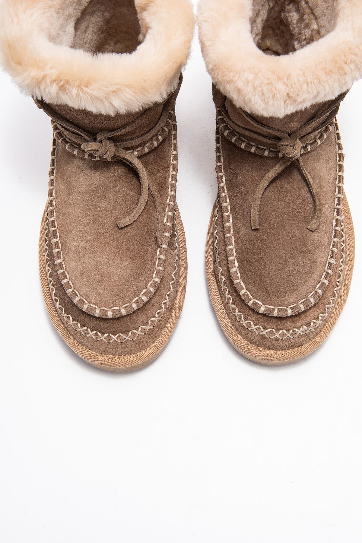 Jorel - Sand Genuine Leather Fur-Lined Ankle Boot (Women)