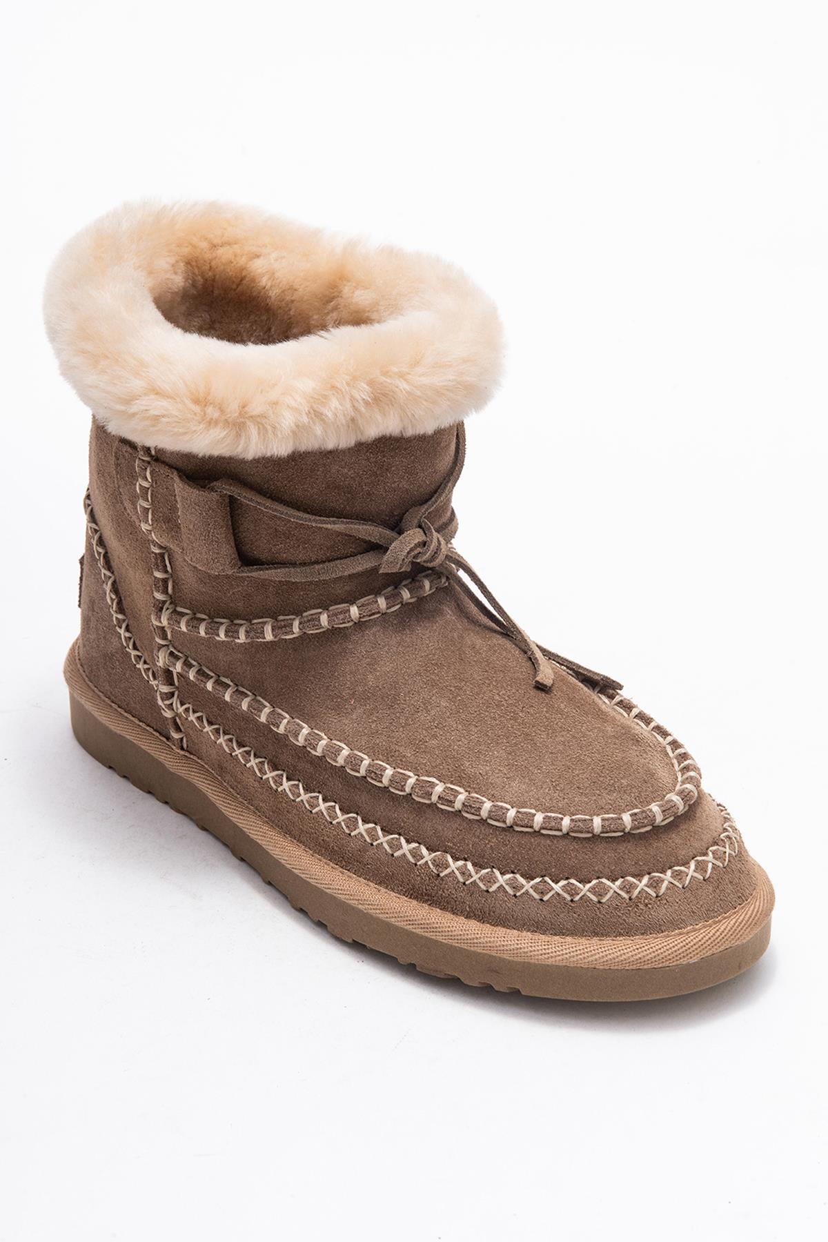 Jorel - Sand Genuine Leather Fur-Lined Ankle Boot (Women)