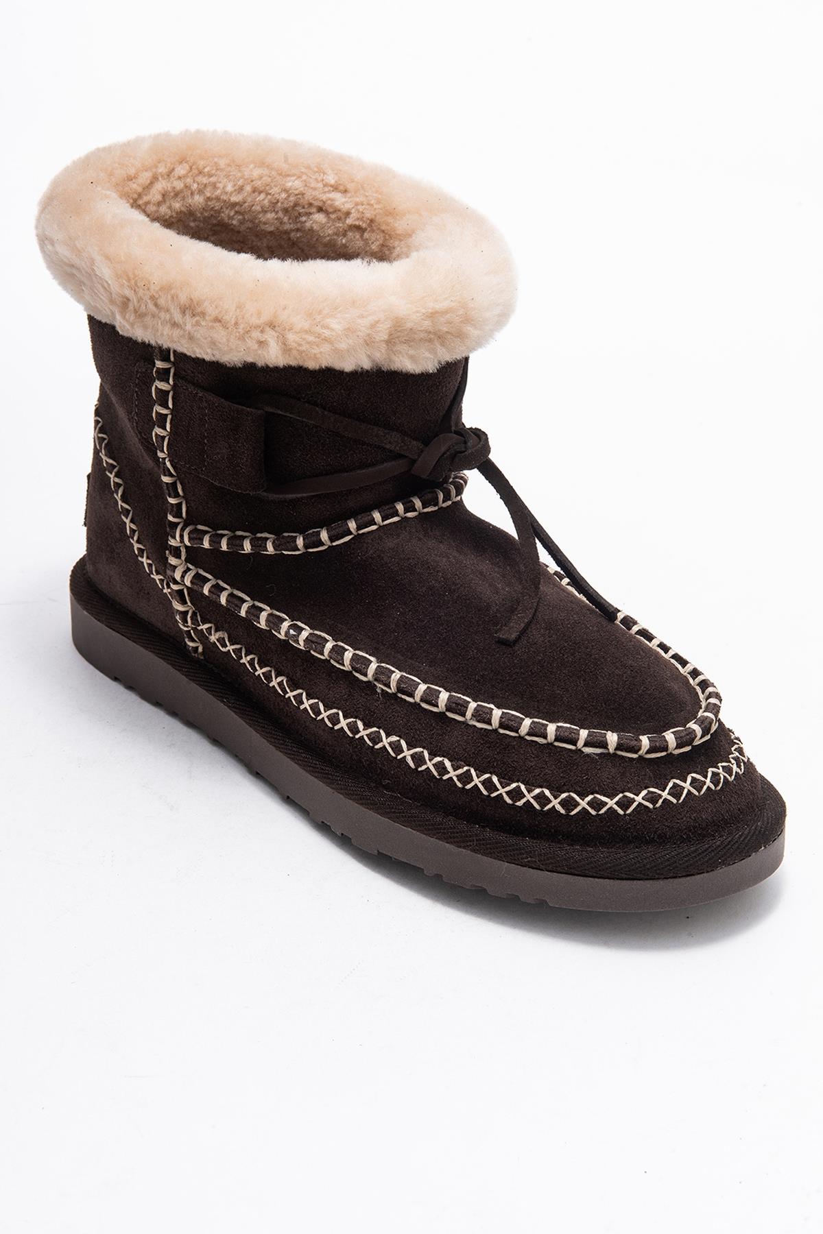 Jorel - Brown Genuine Leather Fur-Lined Ankle Boot (Women)