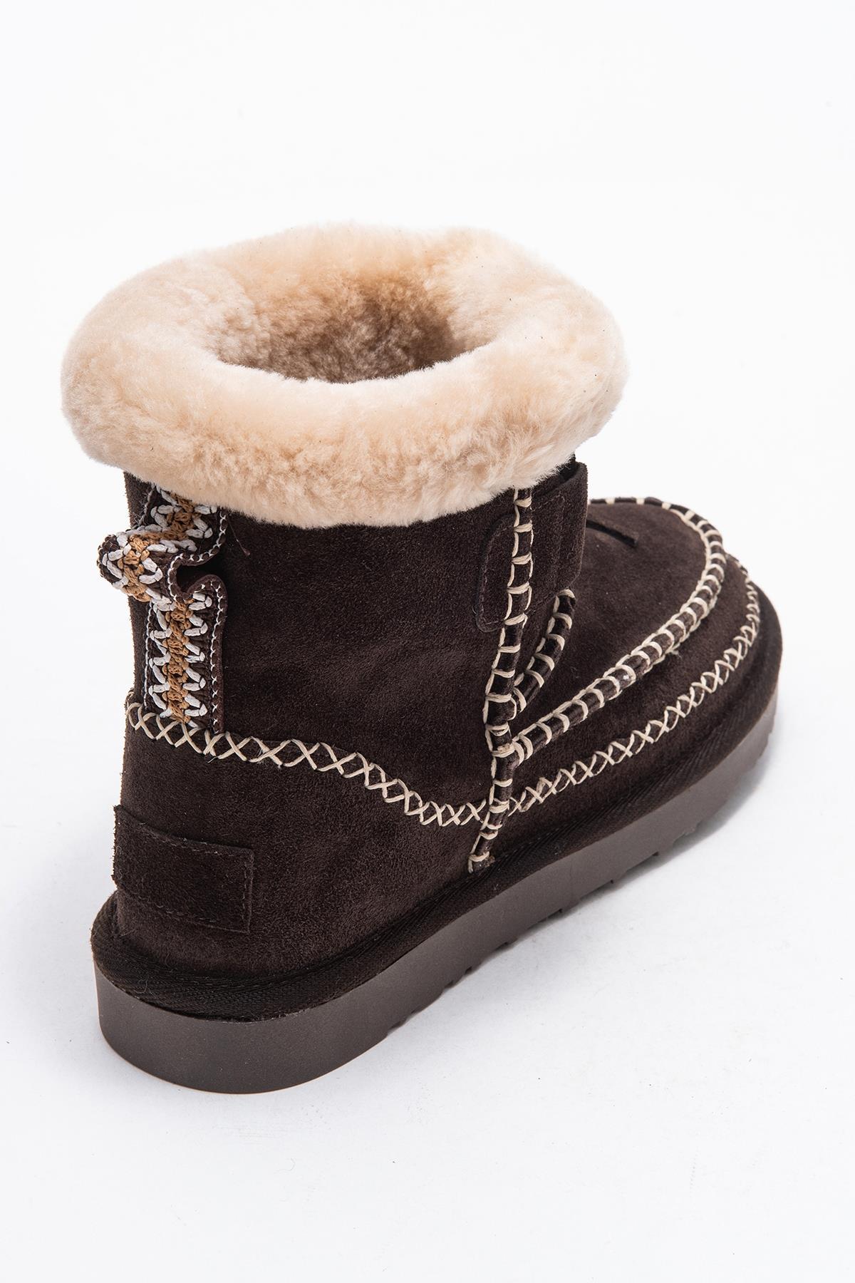 Jorel - Brown Genuine Leather Fur-Lined Ankle Boot (Women)