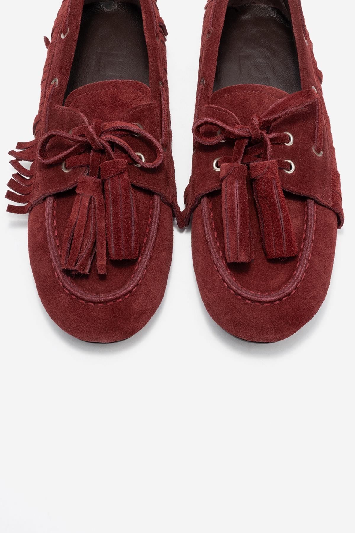 Fenora - Burgundy Genuine Leather Fringed Tassel Loafer (Women)