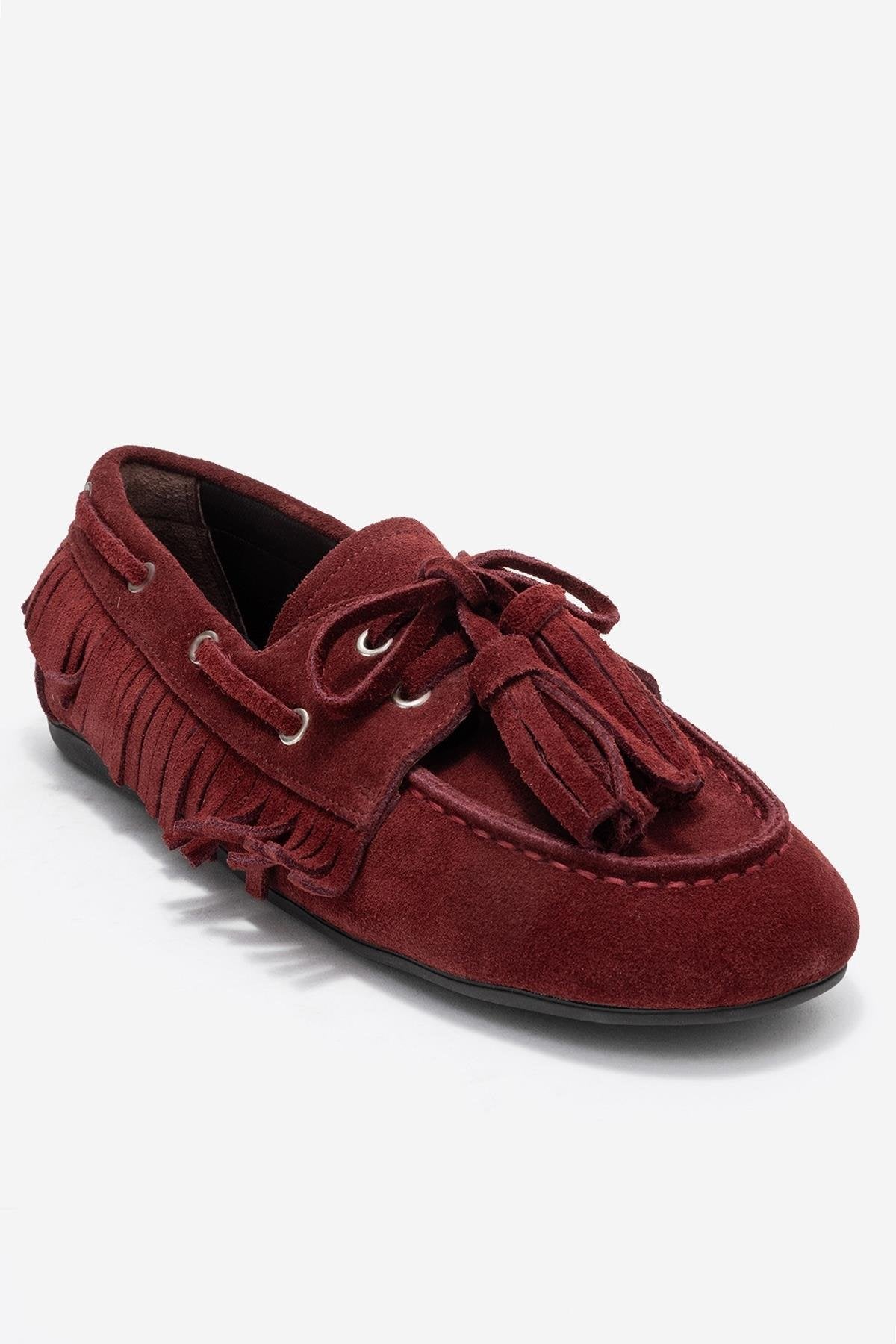 Fenora - Burgundy Genuine Leather Fringed Tassel Loafer (Women)