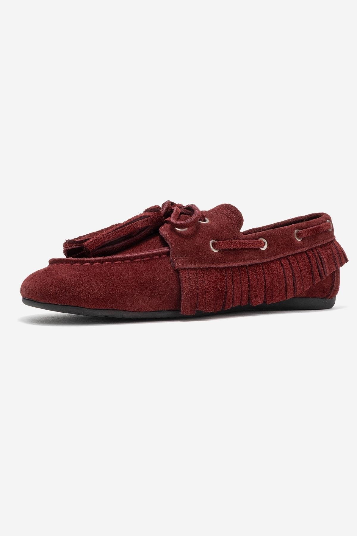 Fenora - Burgundy Genuine Leather Fringed Tassel Loafer (Women)