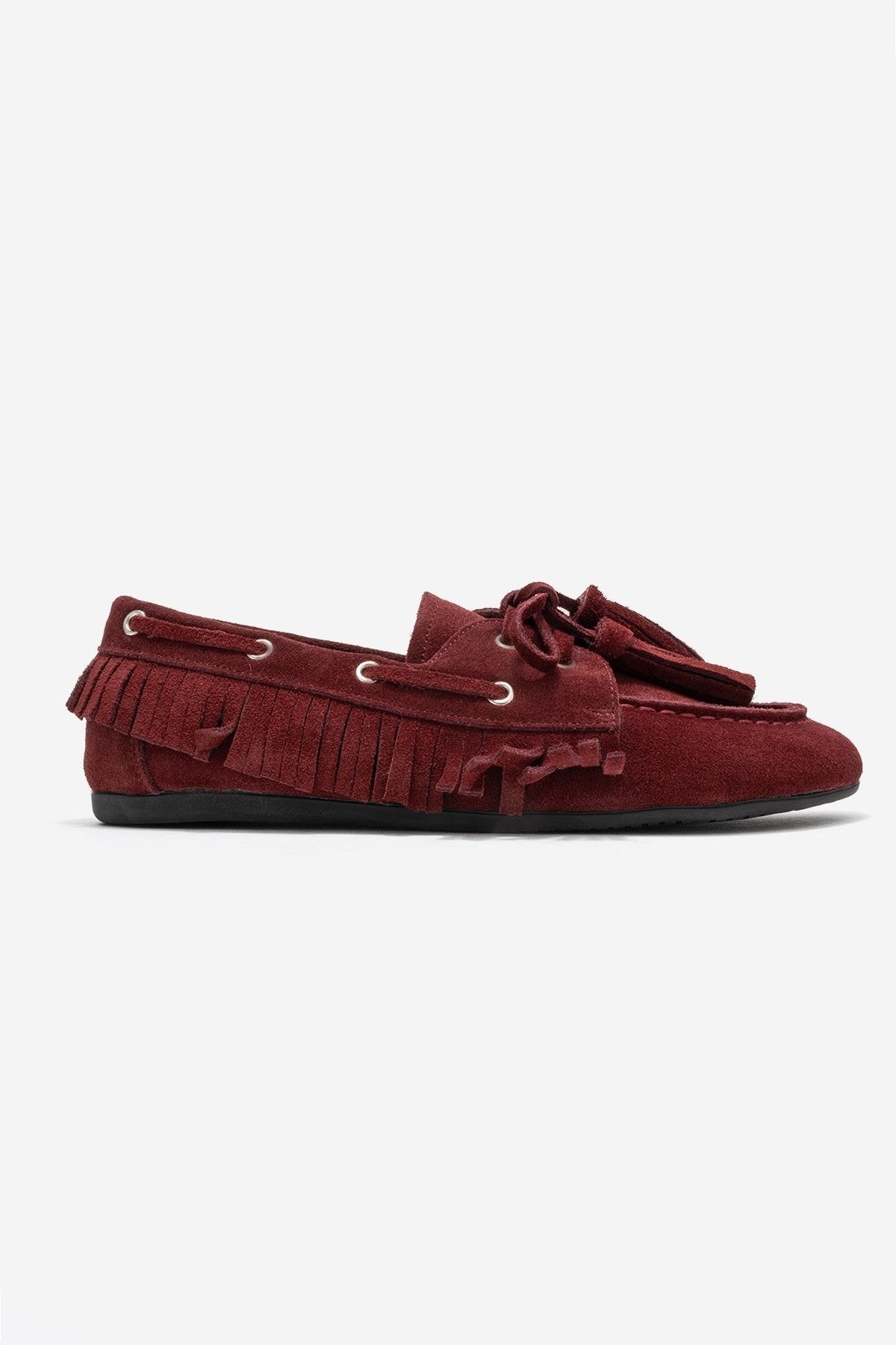 Fenora - Burgundy Genuine Leather Fringed Tassel Loafer (Women)