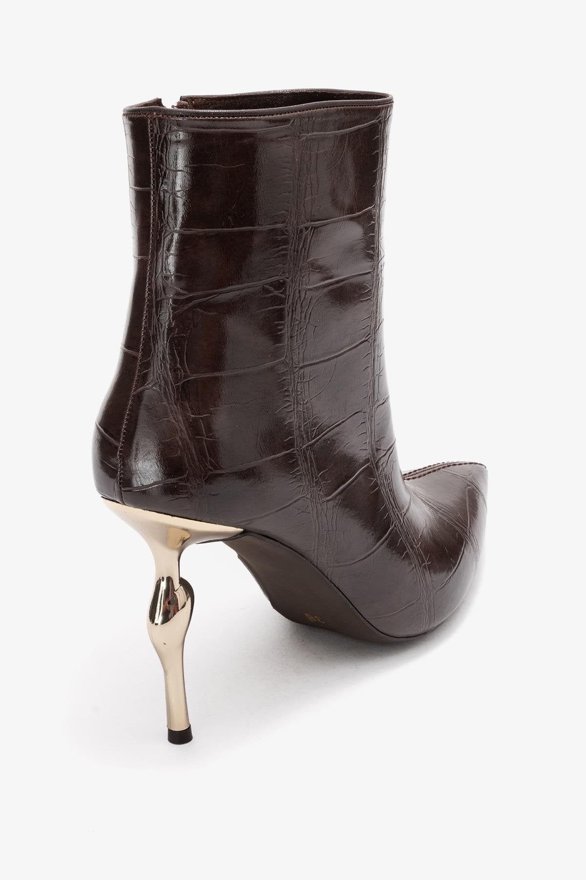 Crista - Brown Stiletto Heel Pointed Toe Boot (Women)