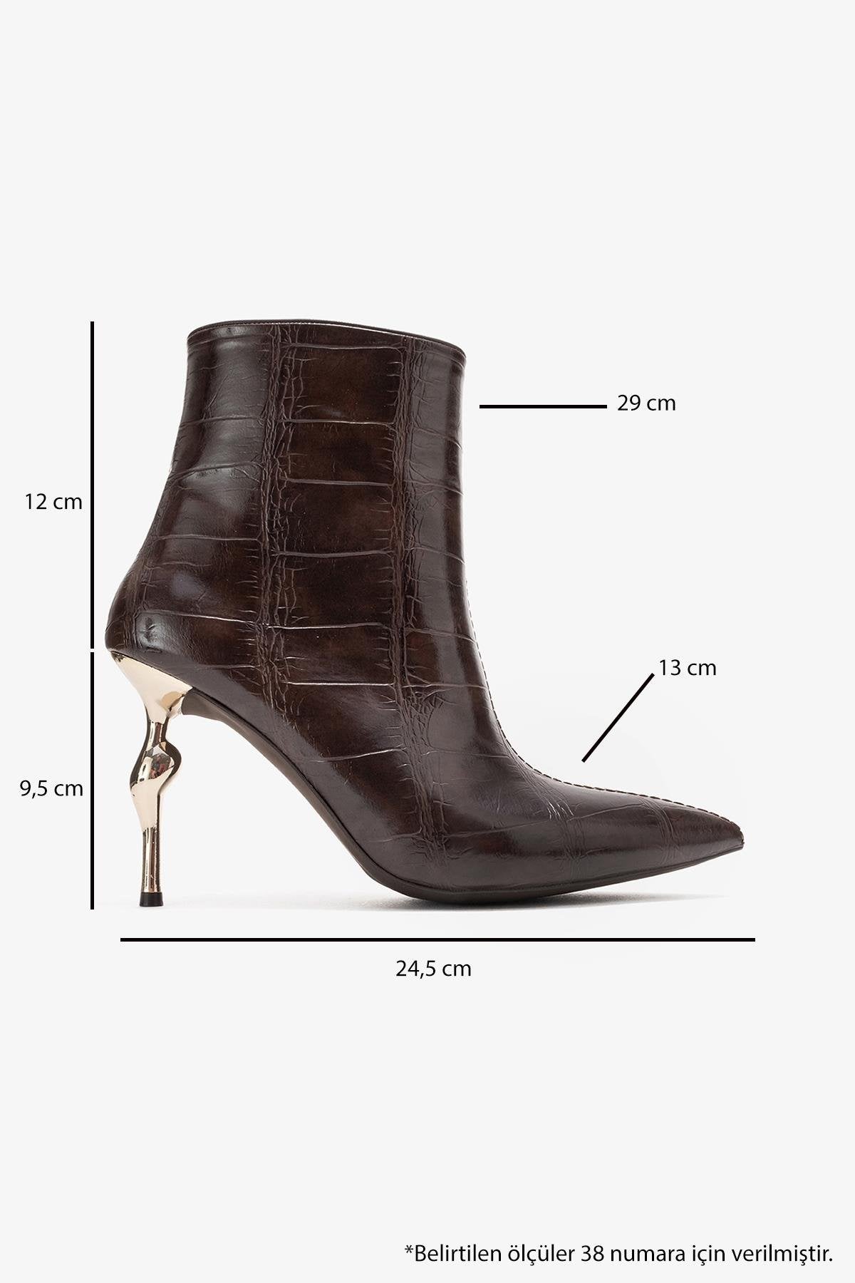 Crista - Brown Stiletto Heel Pointed Toe Boot (Women)