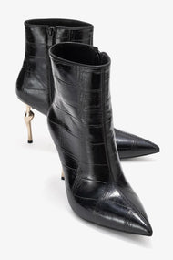 Crista - Black Stiletto Heel Pointed Toe Boot (Women)
