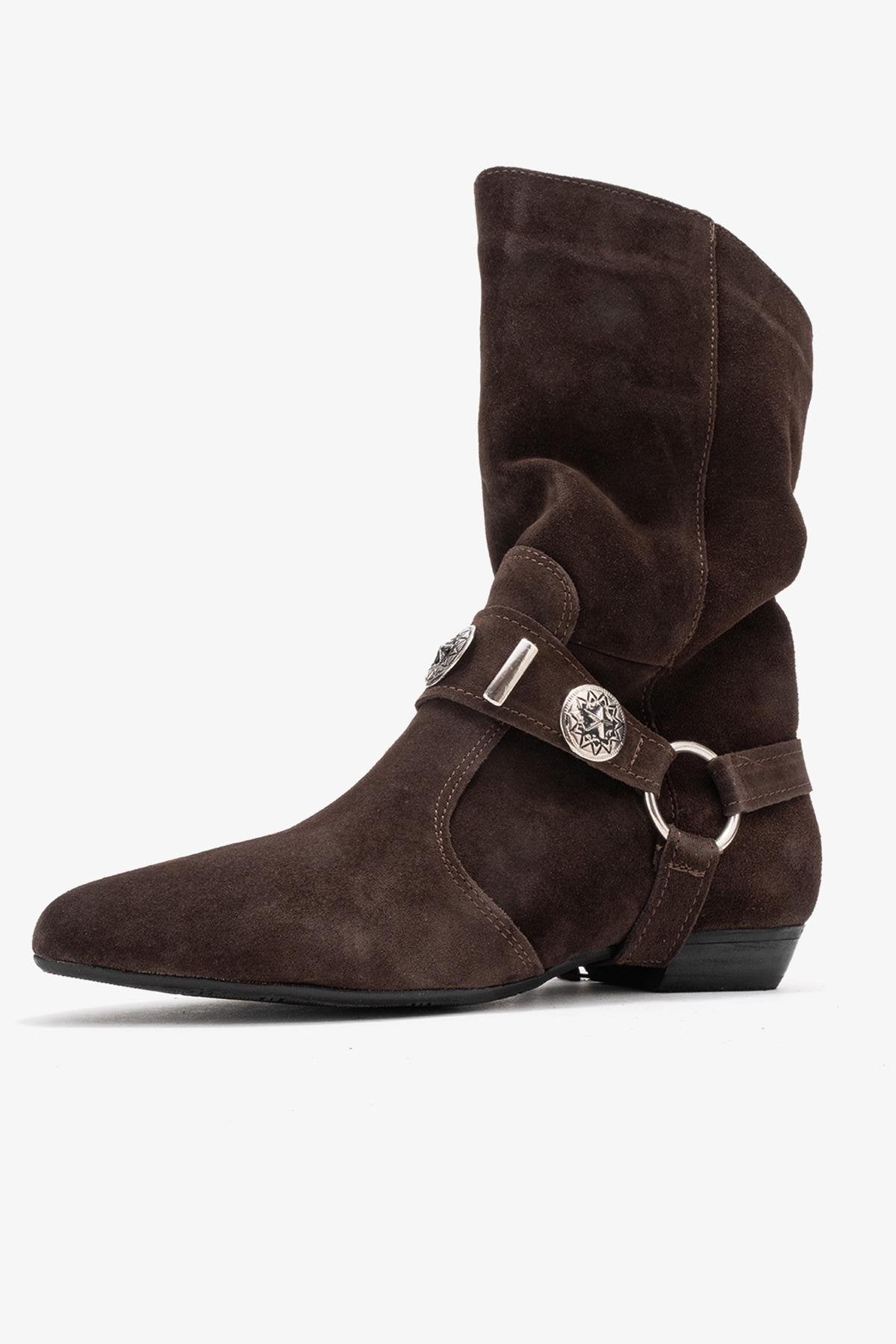 Selora - Brown Genuine Leather Buckle Western Boot (Women)