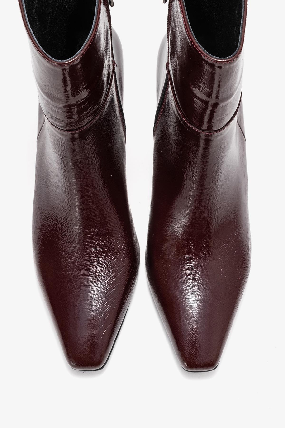 Kyoto - Burgundy Genuine Leather Block Heel Boot (Women)