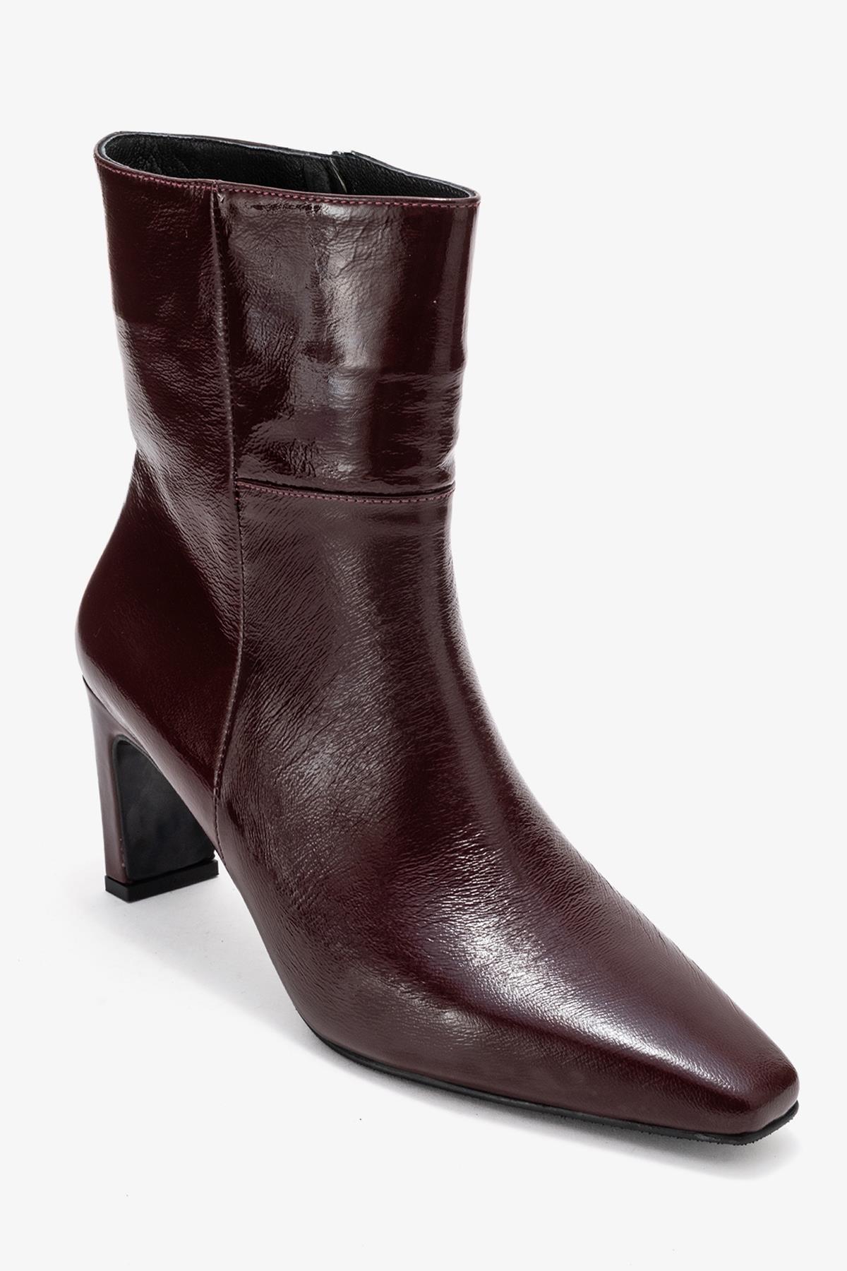 Kyoto - Burgundy Genuine Leather Block Heel Boot (Women)