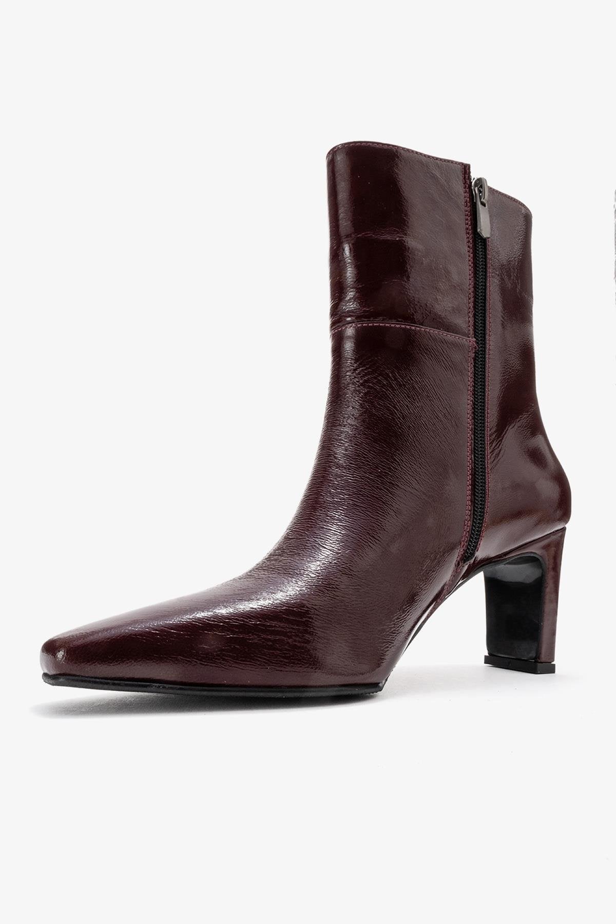 Kyoto - Burgundy Genuine Leather Block Heel Boot (Women)