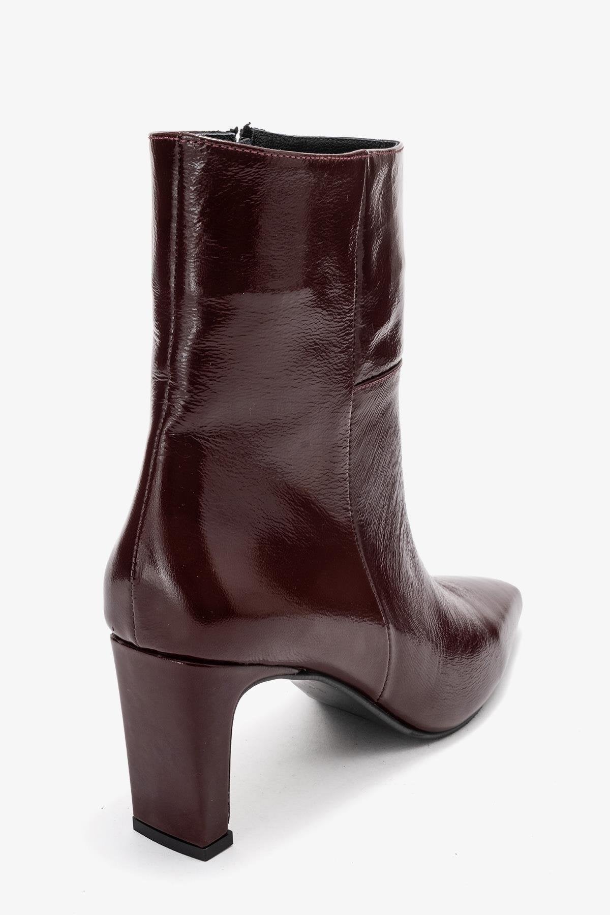 Kyoto - Burgundy Genuine Leather Block Heel Boot (Women)