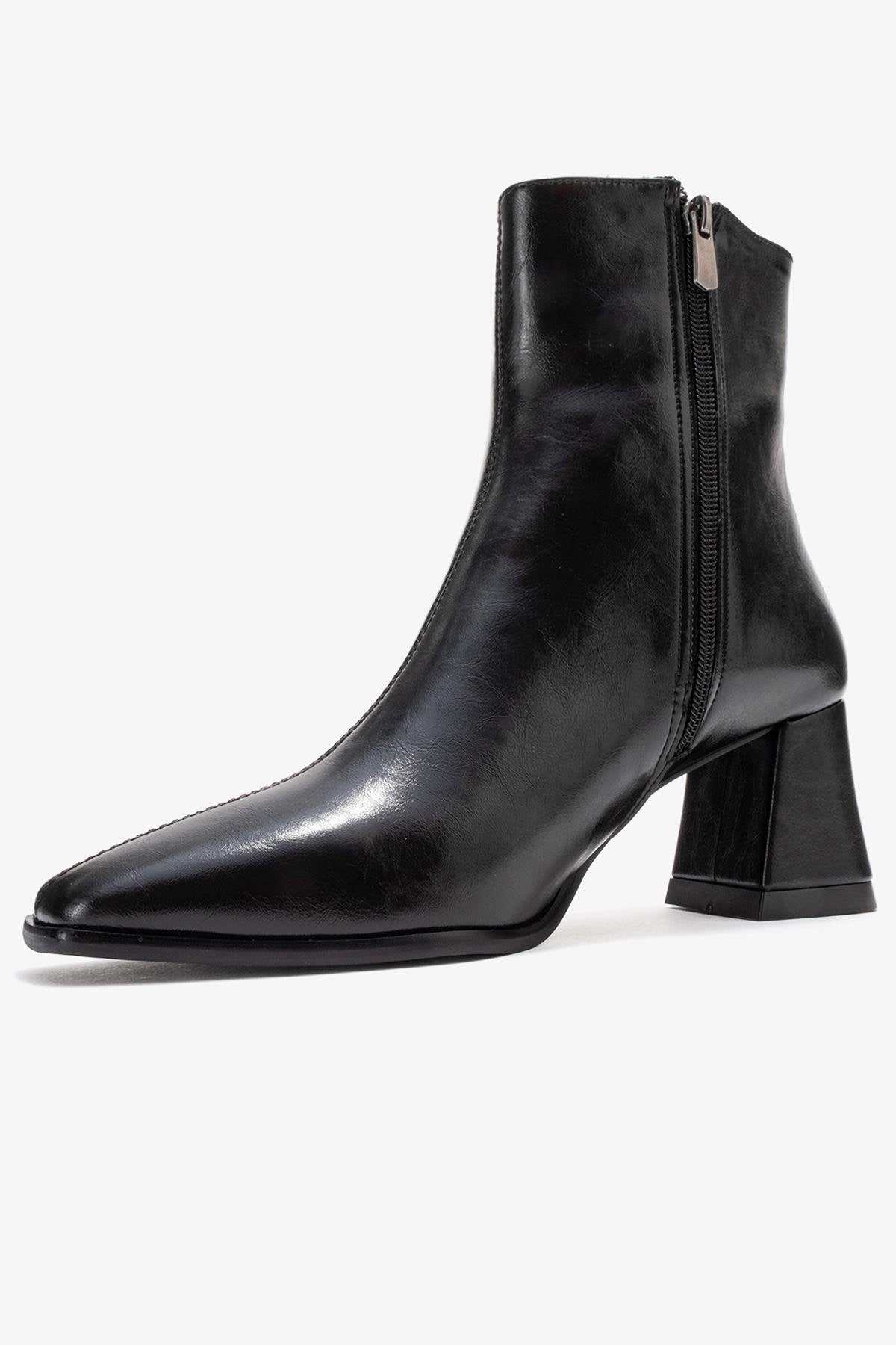 Arven - Black Square Toe Block Heel Boot (Women)