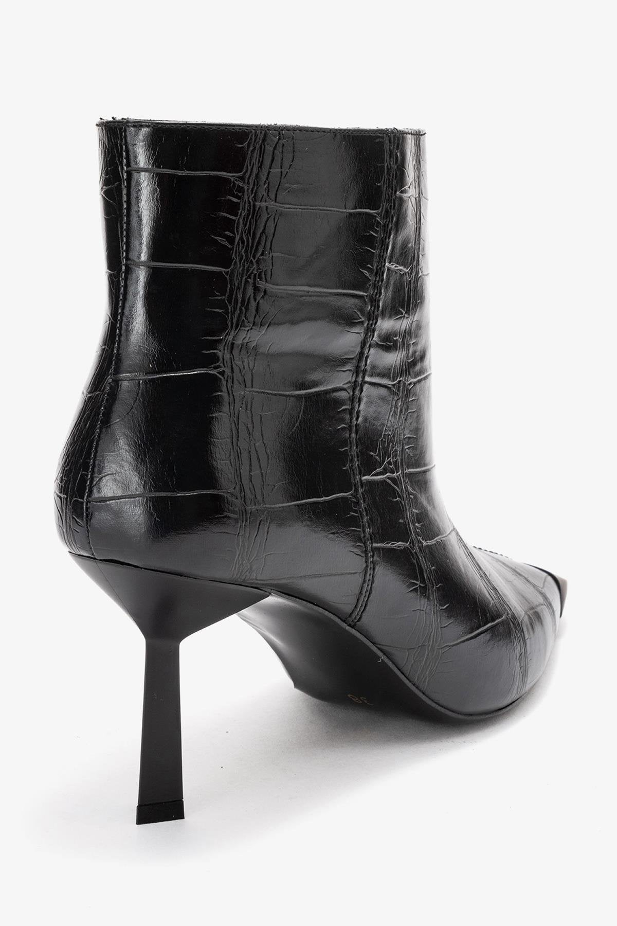 Rassel - Black Printed Pointed Toe Stiletto Boot (Women)